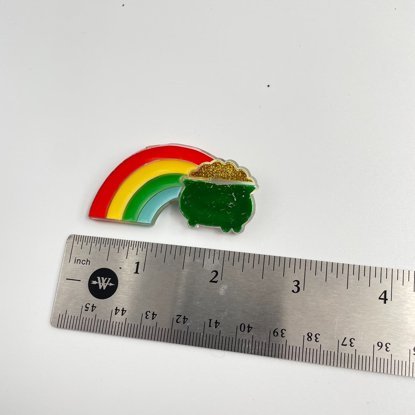 Vintage 80s Hallmark Rainbow Pot Glitter Gold Tone Pin Brooch St. Patrick’s Day - Thumbnail 9