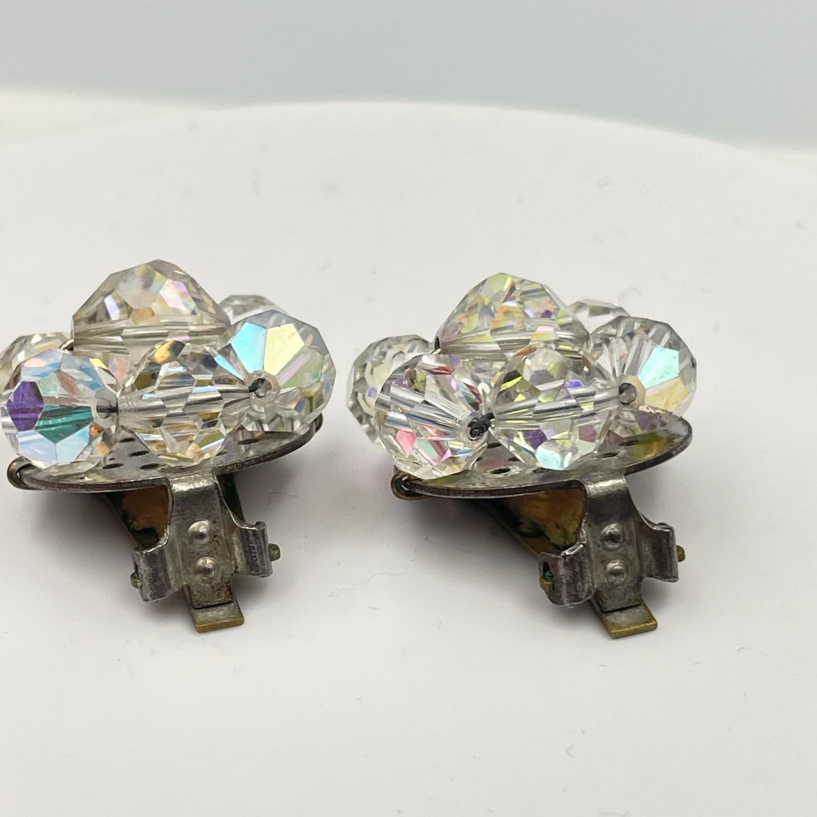 Vintage 80s Aurora Borealis Earrings Boho Statement Women's Classic Jewelry - Thumbnail 4