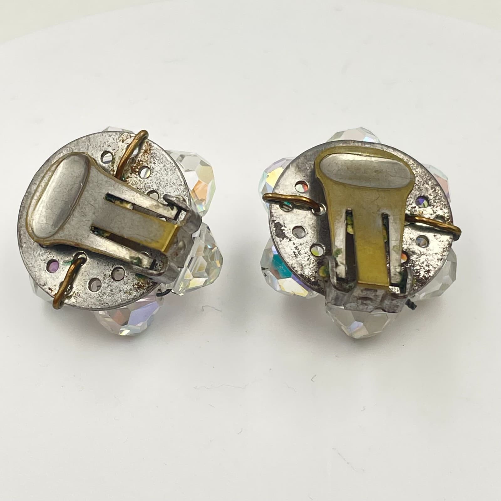 Vintage 80s Aurora Borealis Earrings Boho Statement Women's Classic Jewelry - Thumbnail 5