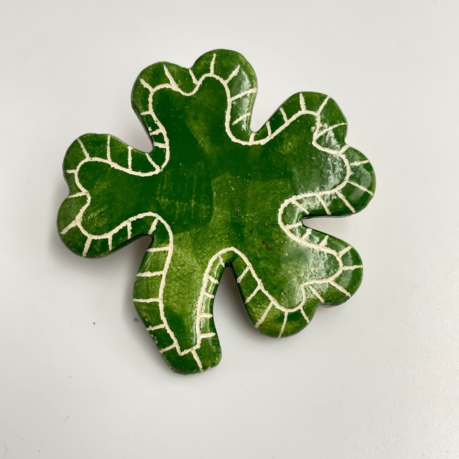 Vintage 90s Shamrock Brooch Pin Lucky Clover St. Patrick's Day Fashion Jewelry - Image 1