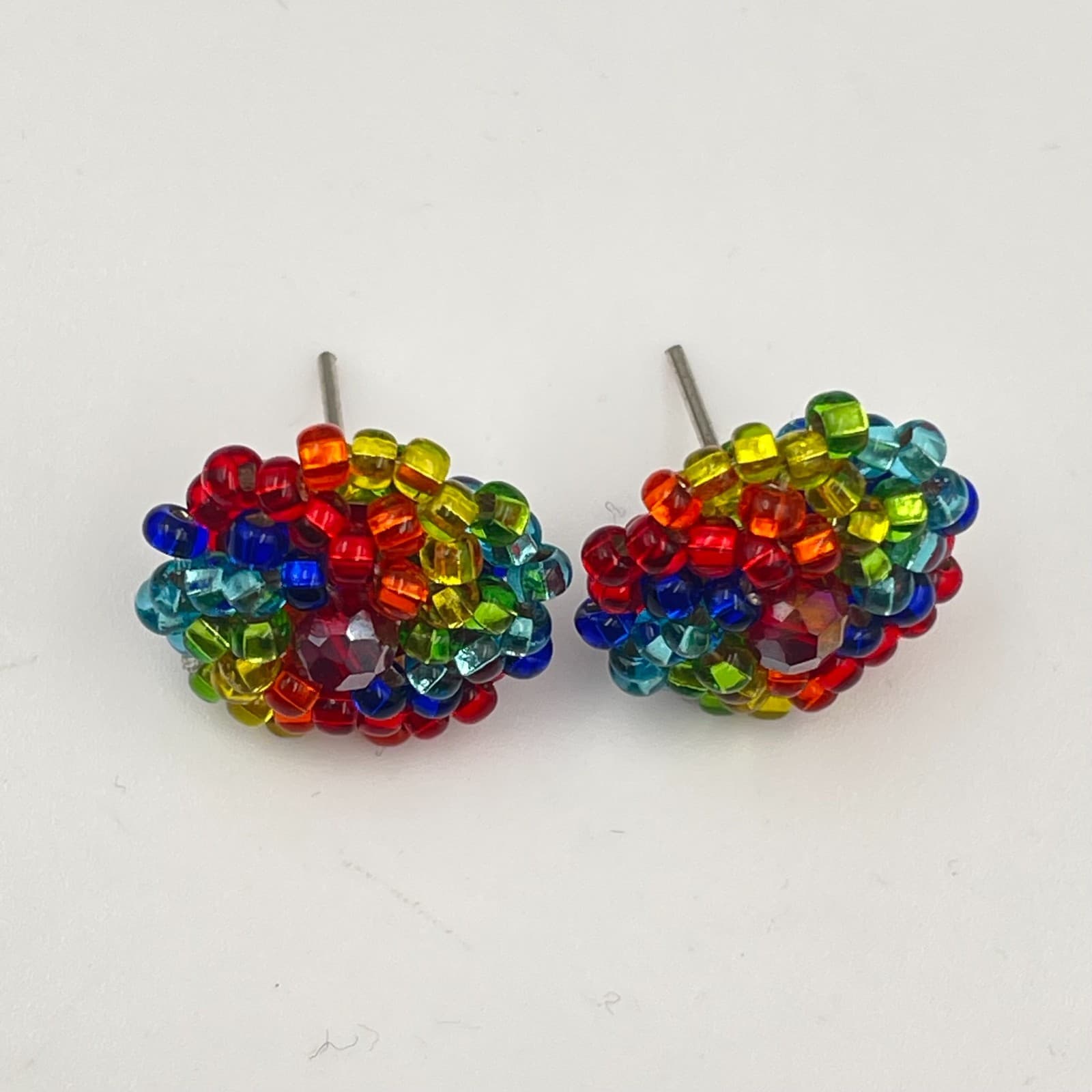 Vintage Y2K Seed Beaded Stud Earrings Boho Statement Women s Classic Jewelry - Thumbnail 2