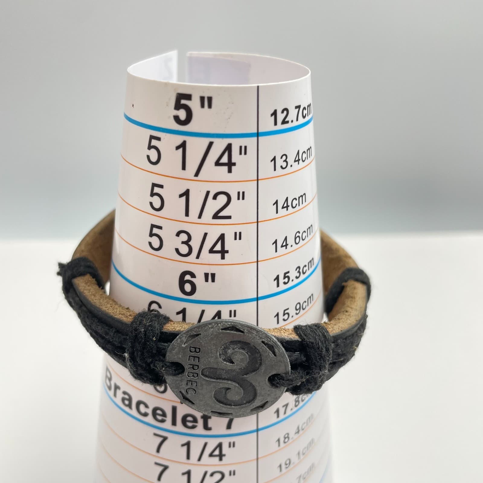 Vintage 90s Berbec Aries Zodiac Bracelet Black Leather Boho Fashion Jewelry - Thumbnail 7