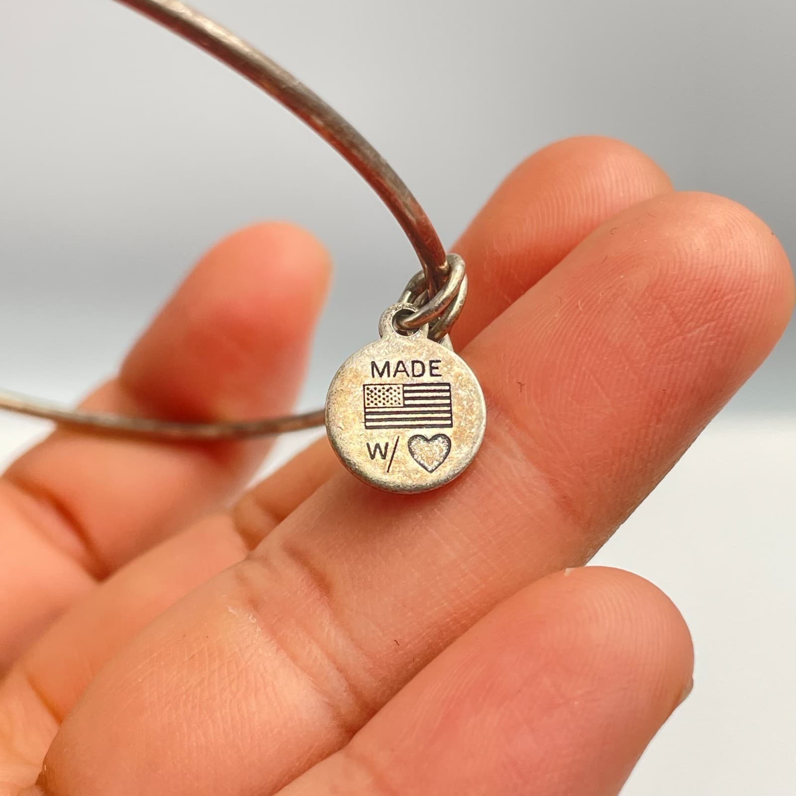 Vintage 70s Initial A Charm Bangle Bracelet Silver Tone Adjustable Retro Jewelry - Thumbnail 6