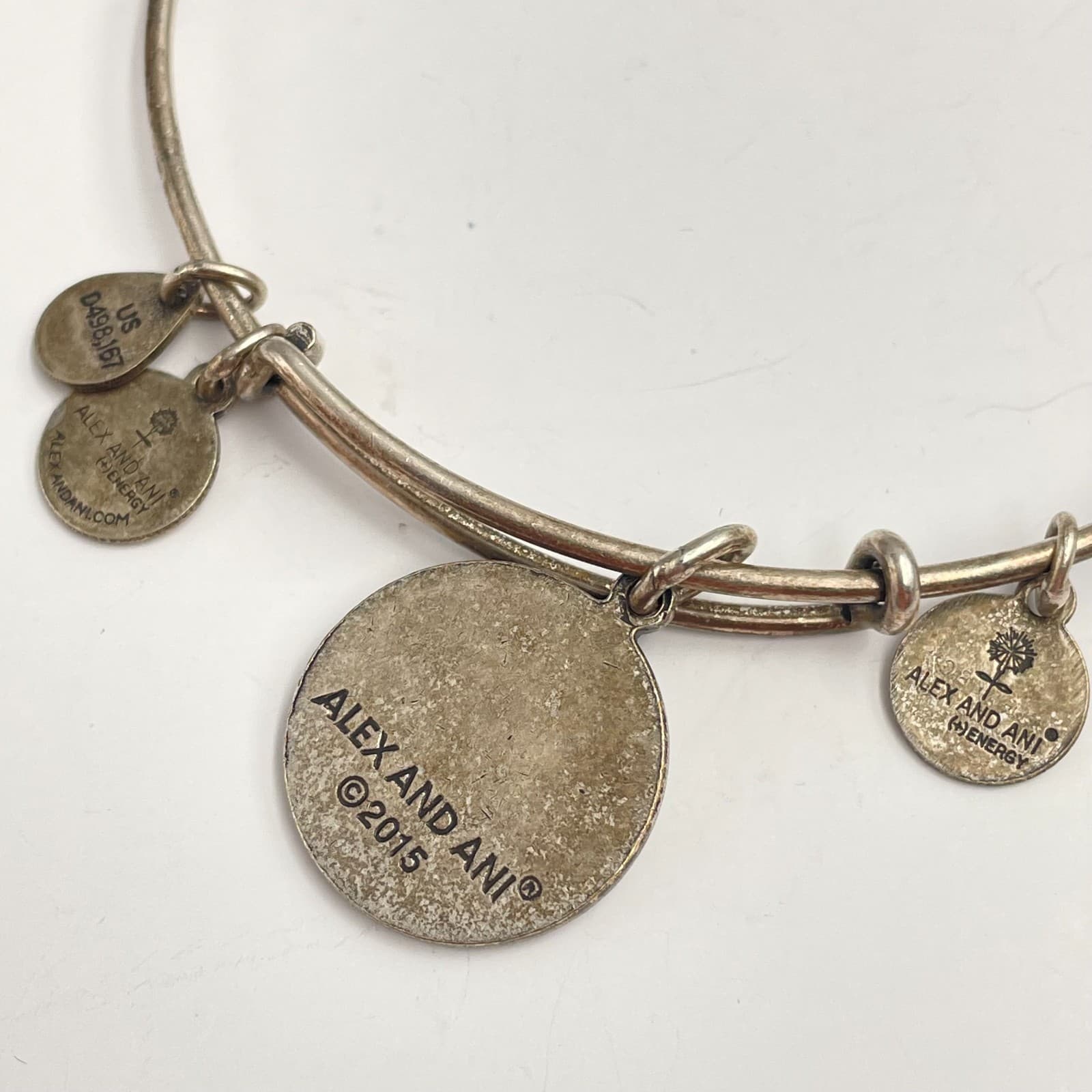 Vintage 70s Initial A Charm Bangle Bracelet Silver Tone Adjustable Retro Jewelry - Thumbnail 3