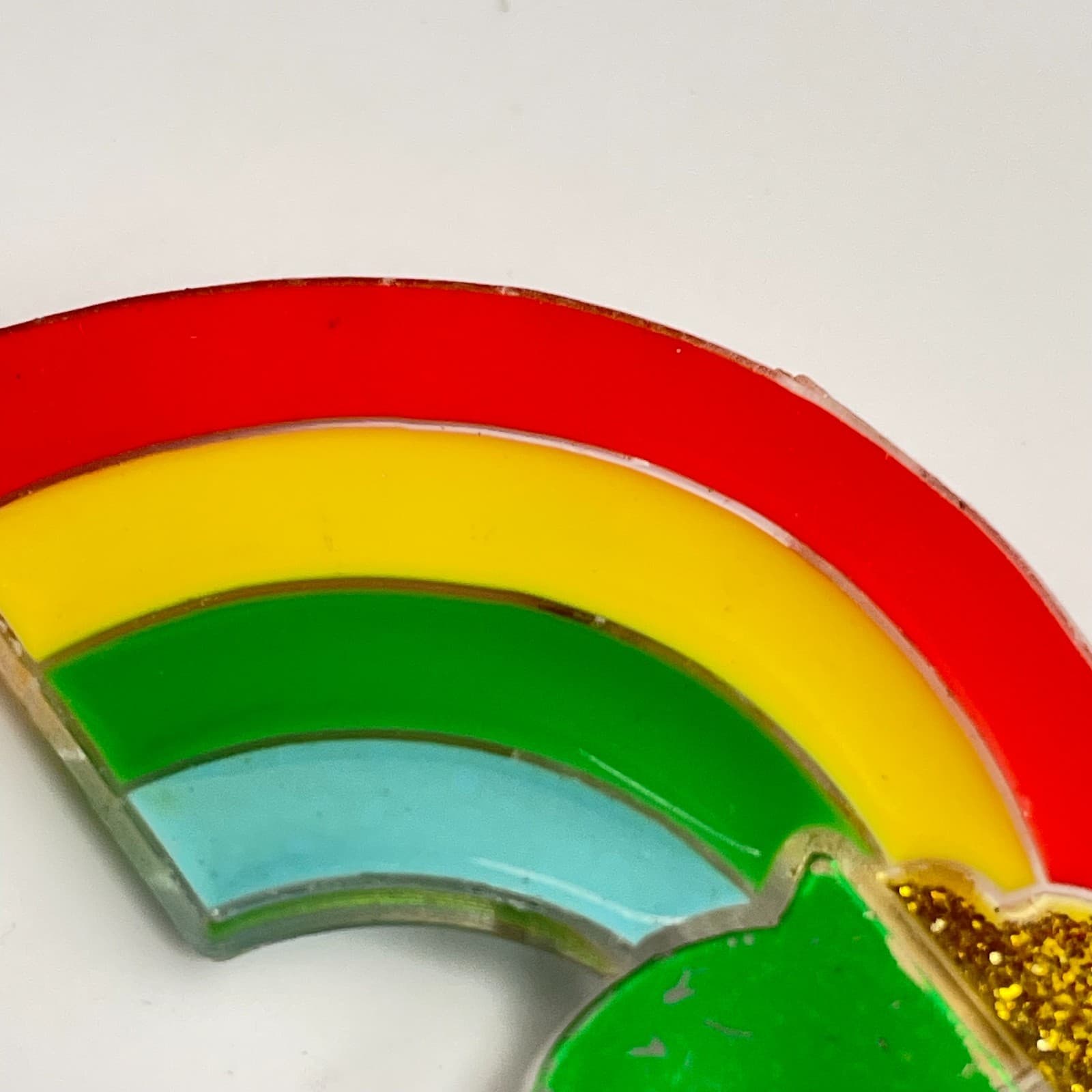Vintage 80s Hallmark Rainbow Pot Glitter Gold Tone Pin Brooch St. Patrick’s Day - Thumbnail 5