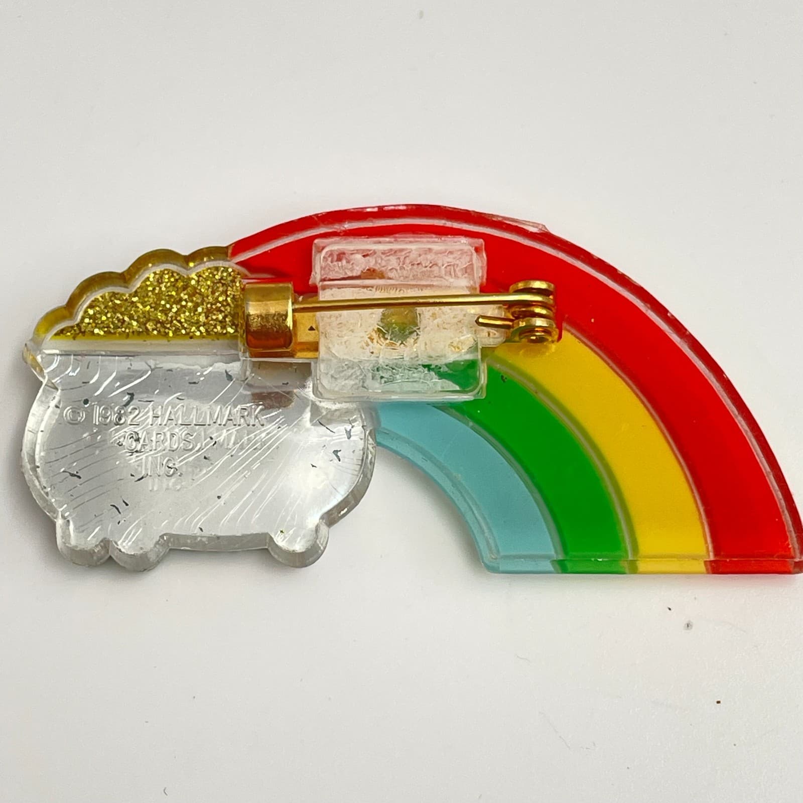 Vintage 80s Hallmark Rainbow Pot Glitter Gold Tone Pin Brooch St. Patrick’s Day - Thumbnail 6