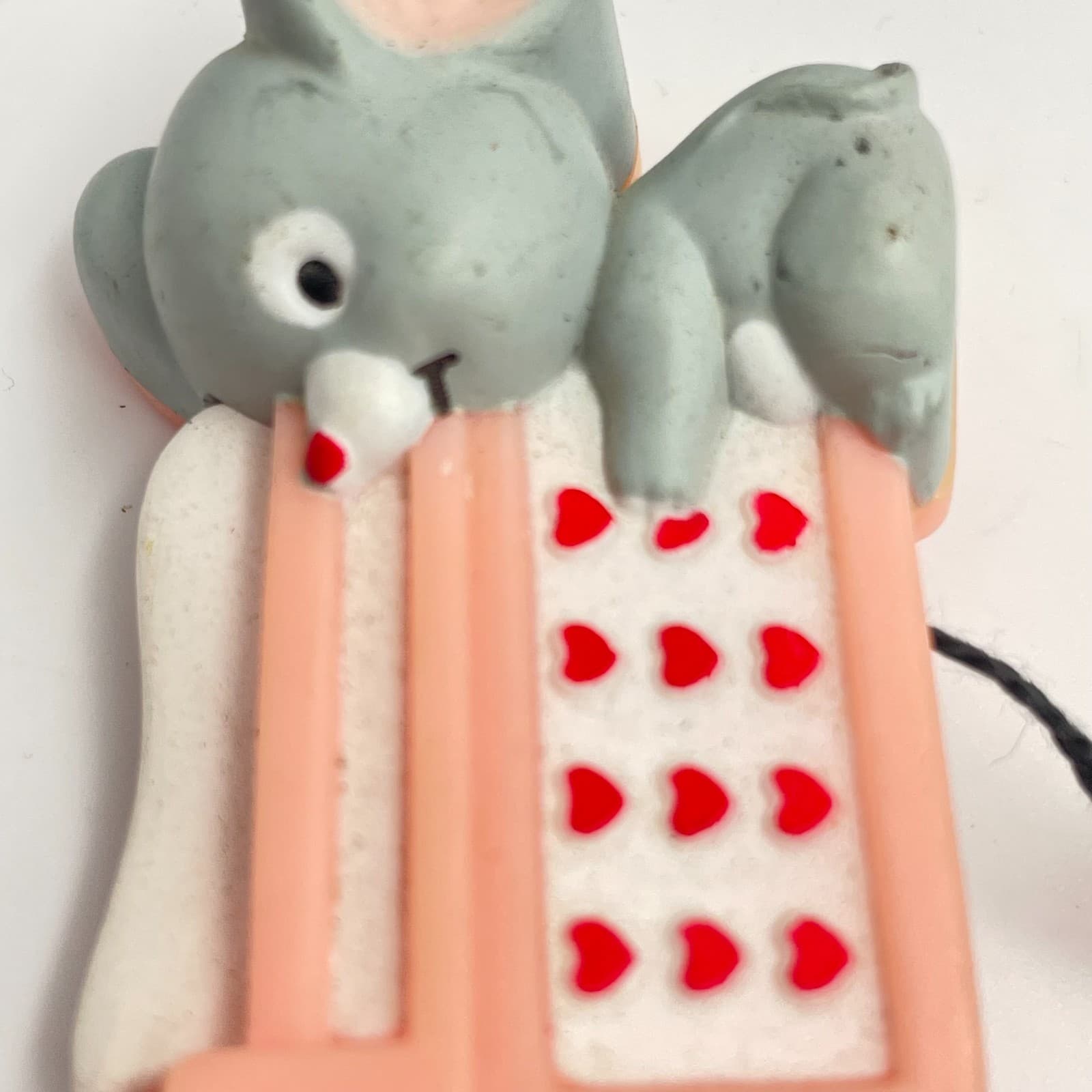 Vintage 90s Russ Berrie Valentine Mouse Typewriter Heart Keys Brooch Pin Jewelry - Thumbnail 5