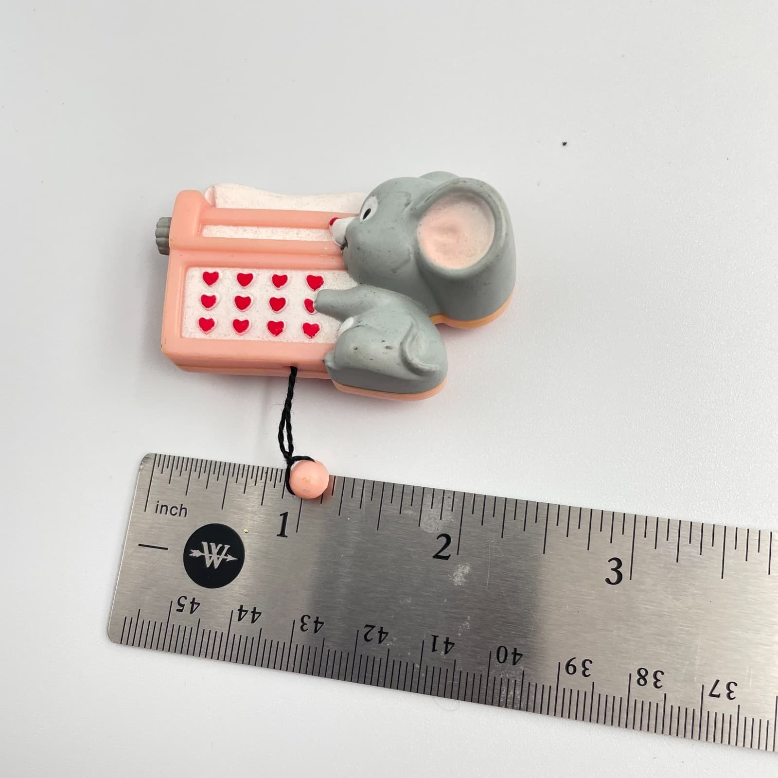 Vintage 90s Russ Berrie Valentine Mouse Typewriter Heart Keys Brooch Pin Jewelry - Thumbnail 8