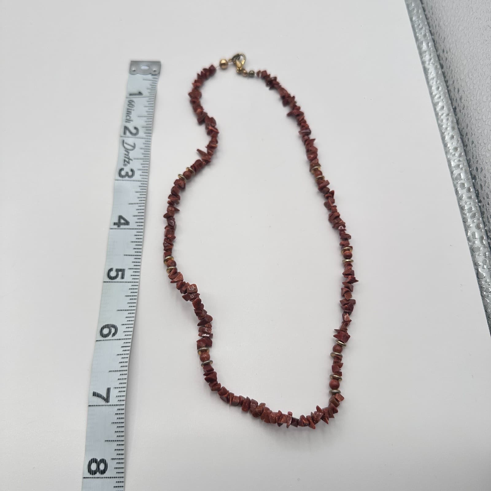 VTG Y2K Gold Tone Brown Chip Beaded Statement Necklace Women's Classic Jewelry - Thumbnail 7