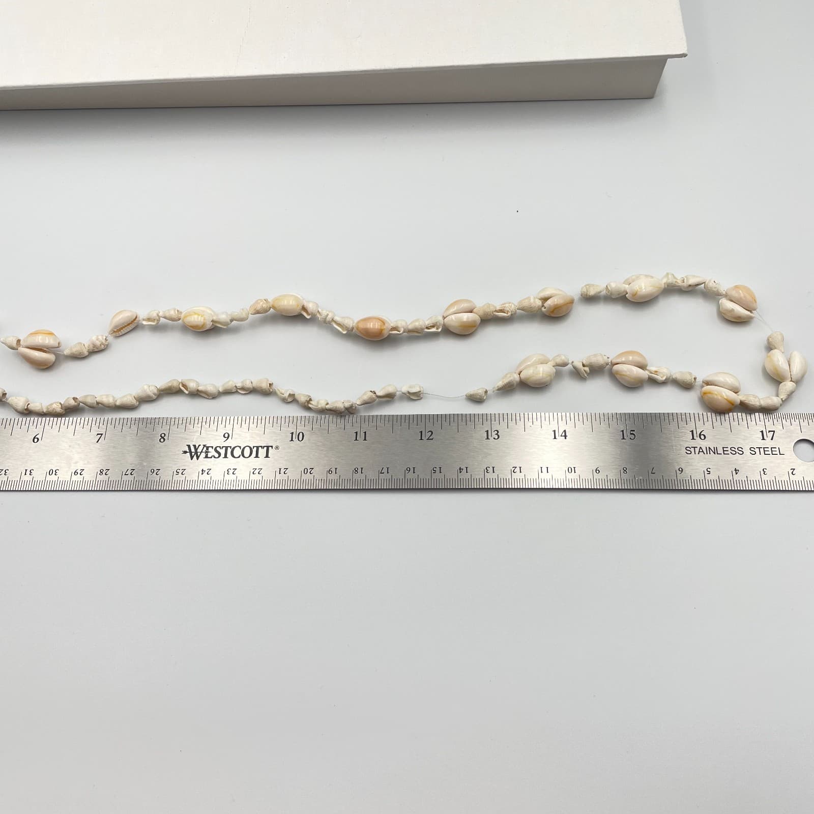 Vintage 80s Cream Cowrie Shell Necklace Boho Beach Long Layered Natural Jewelry - Thumbnail 8