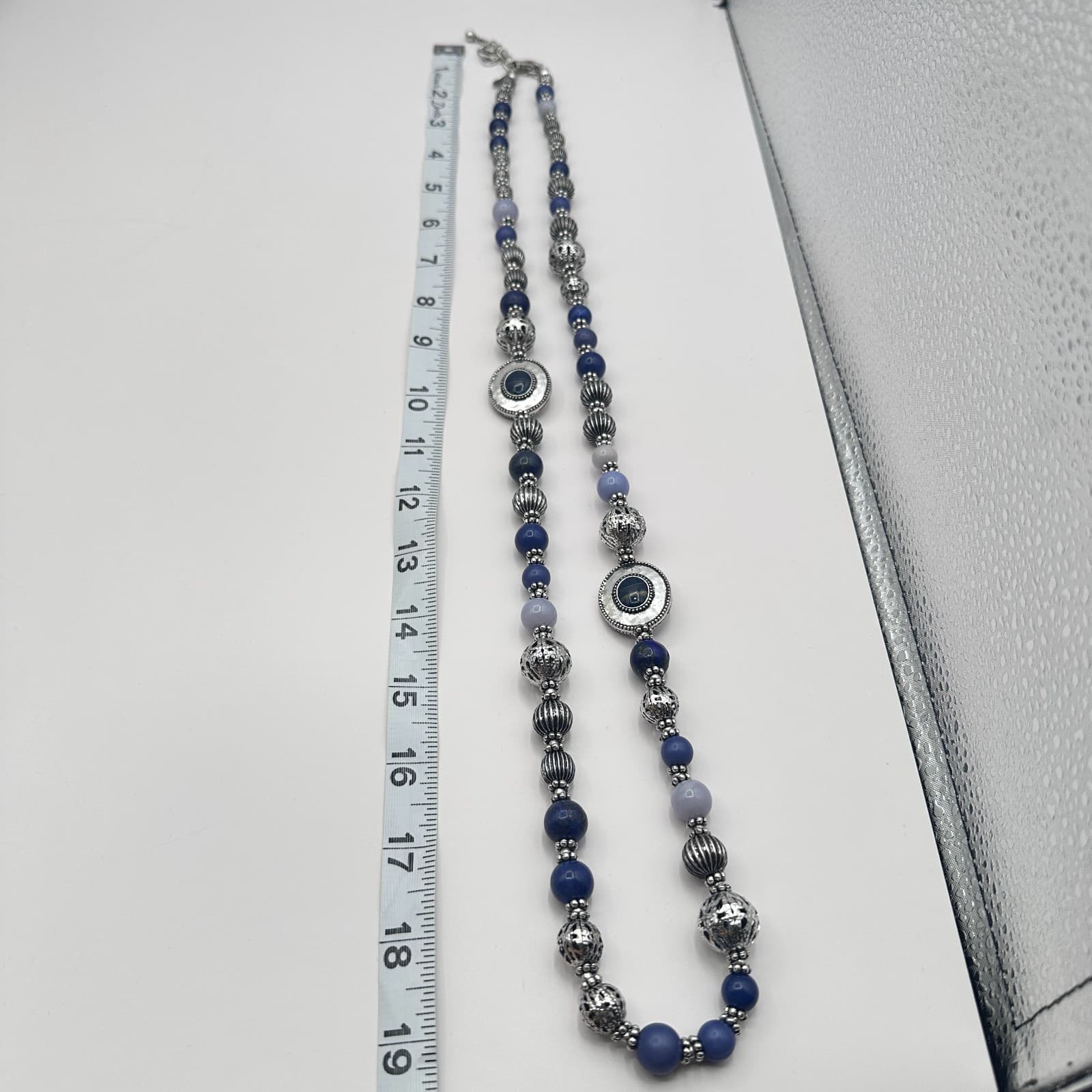 Vintage Y2K Silver Tone Boho Beaded Statement Necklace Women's Classic Jewelry - Thumbnail 9