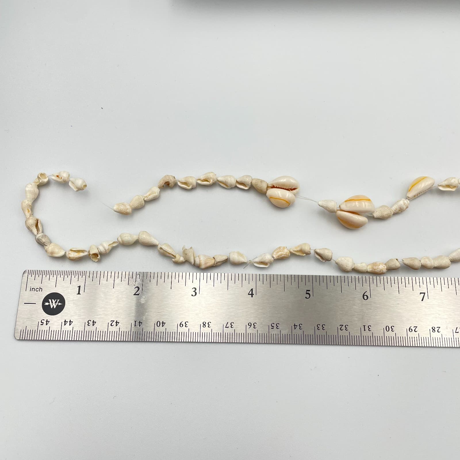 Vintage 80s Cream Cowrie Shell Necklace Boho Beach Long Layered Natural Jewelry - Thumbnail 7