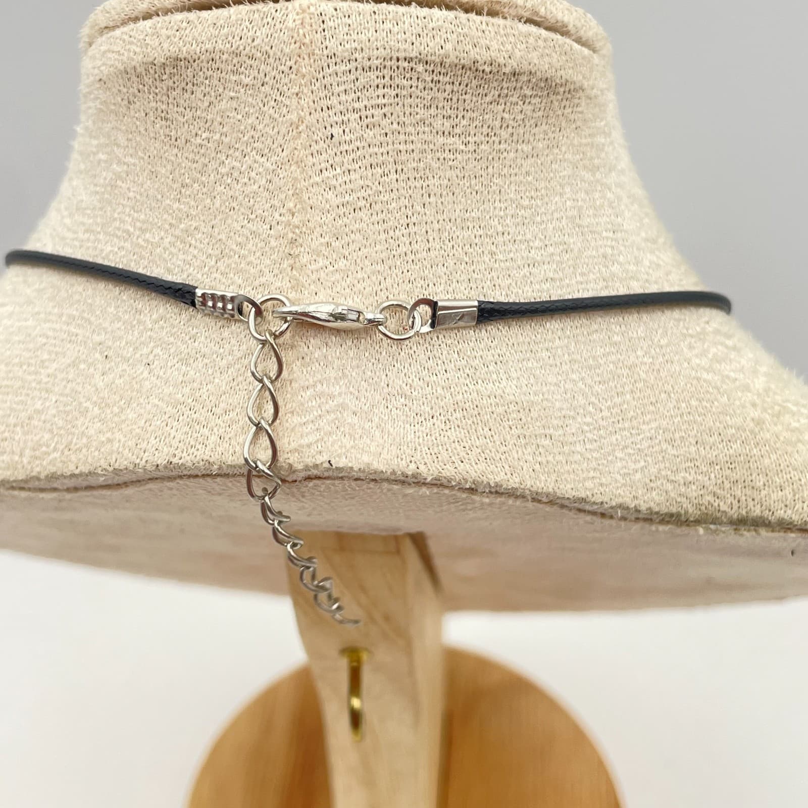 Vintage 90s Dichroic Glass Pendant Necklace Gold Foil Art Glass Cord Jewelry - Thumbnail 9