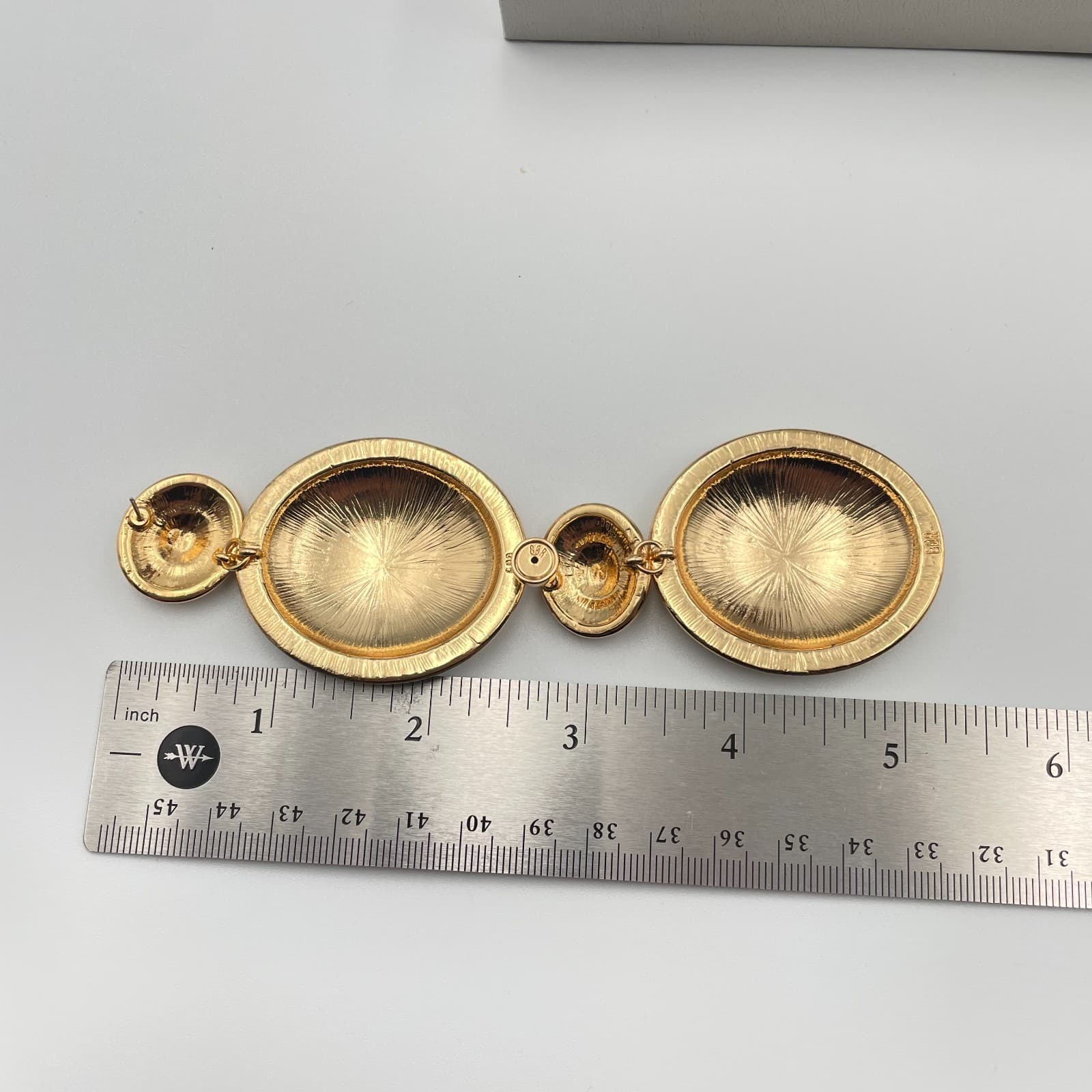 Vintage 90s 8 Other Reasons Gold Hammered Oval Drop Earrings Large Statement - Thumbnail 8