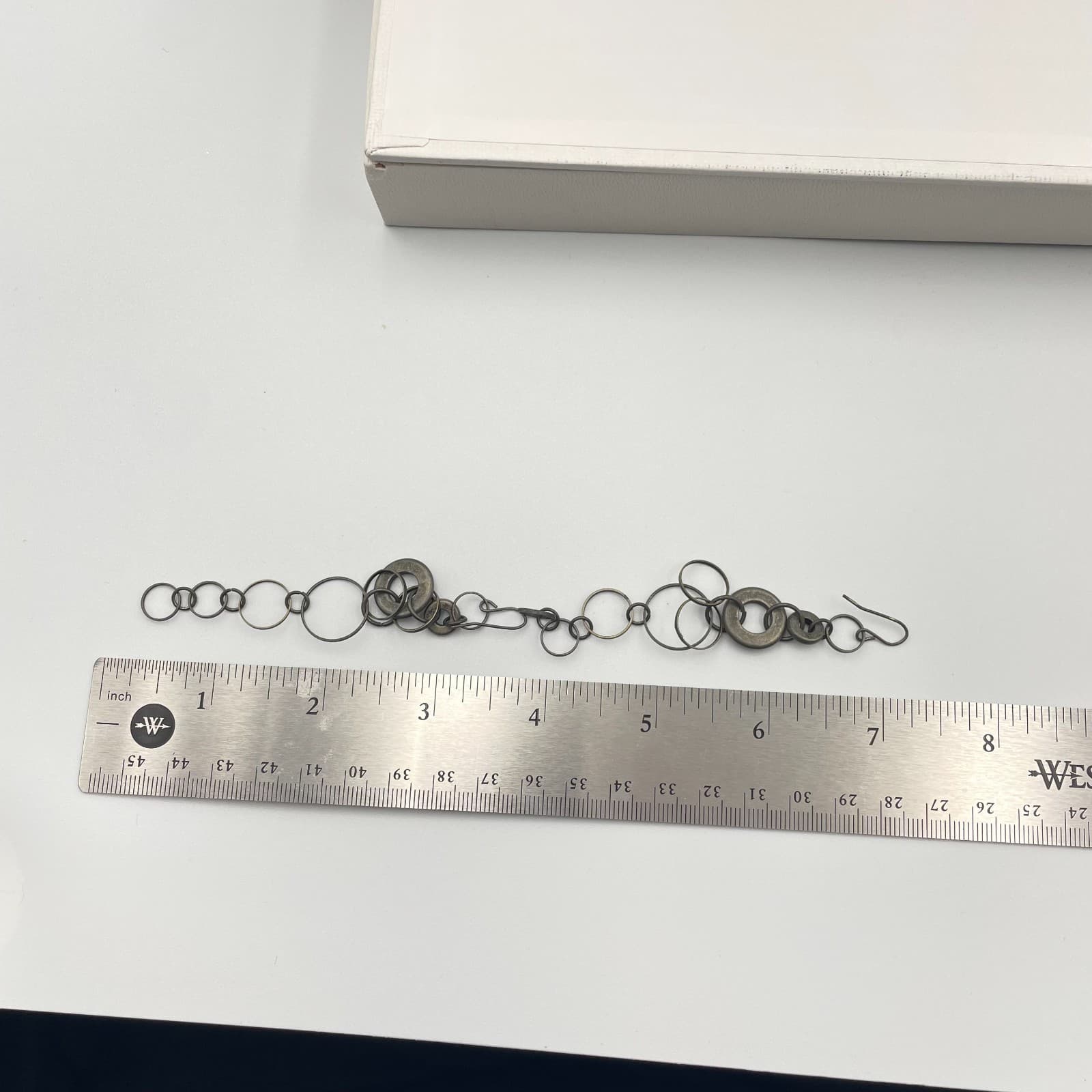 Vintage 90s Long Dangle Hoop Earrings Antique Bronze Tone Circles Boho Jewelry - Thumbnail 2