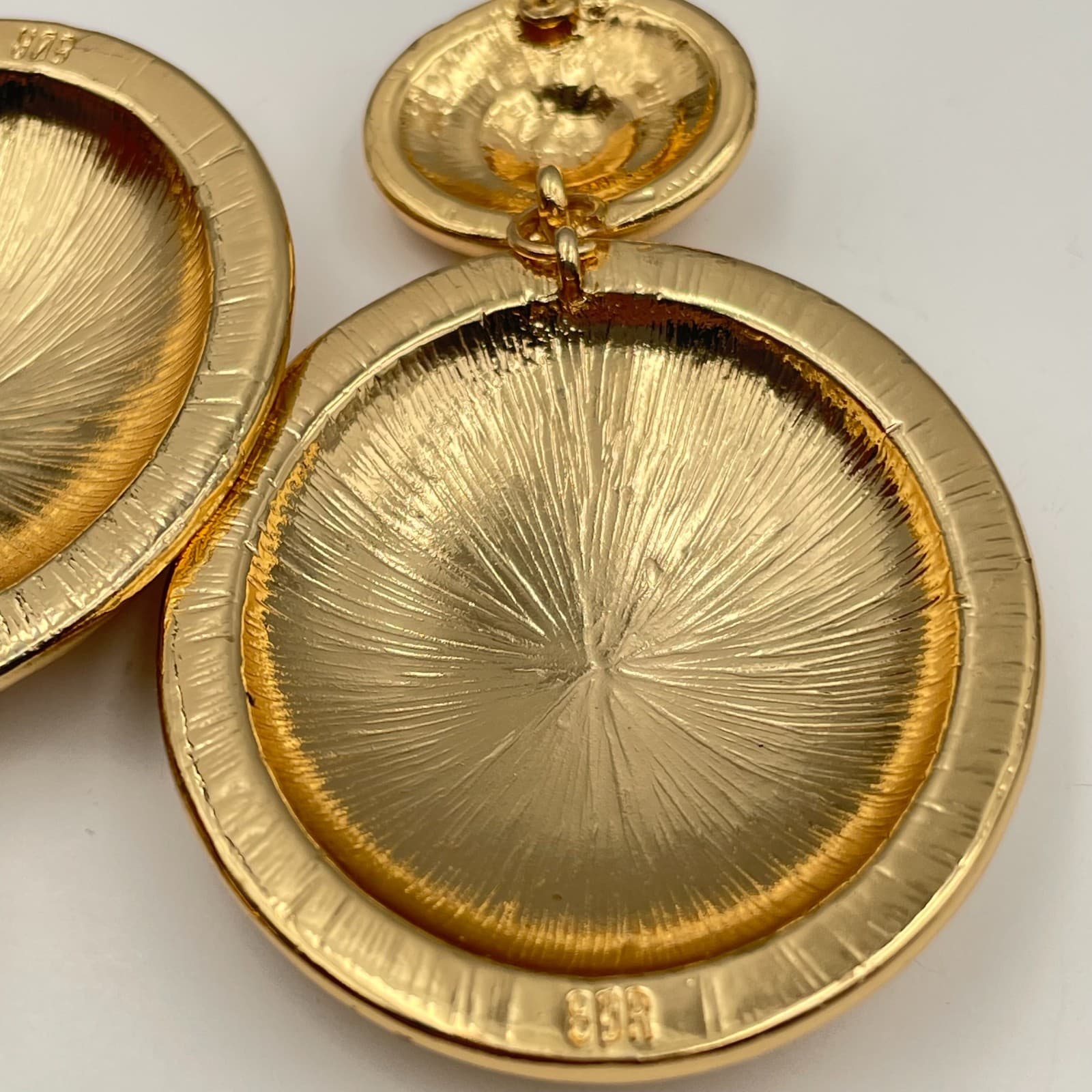 Vintage 90s 8 Other Reasons Gold Hammered Oval Drop Earrings Large Statement - Thumbnail 5