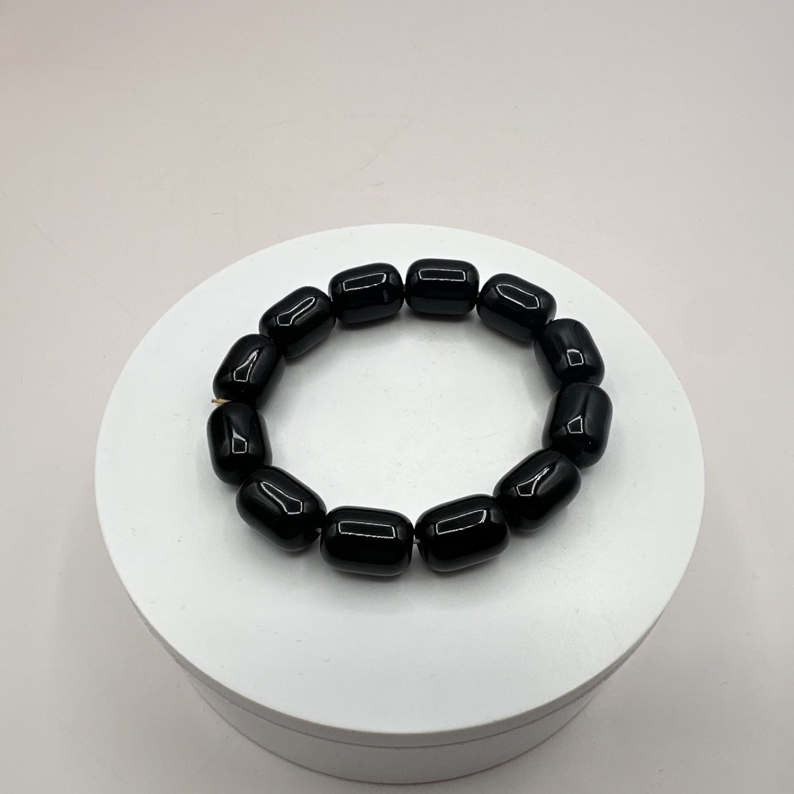 Vintage Y2K Black Beaded Stretch Bracelet Minimalist Unisex Classic Jewelry - Thumbnail 7