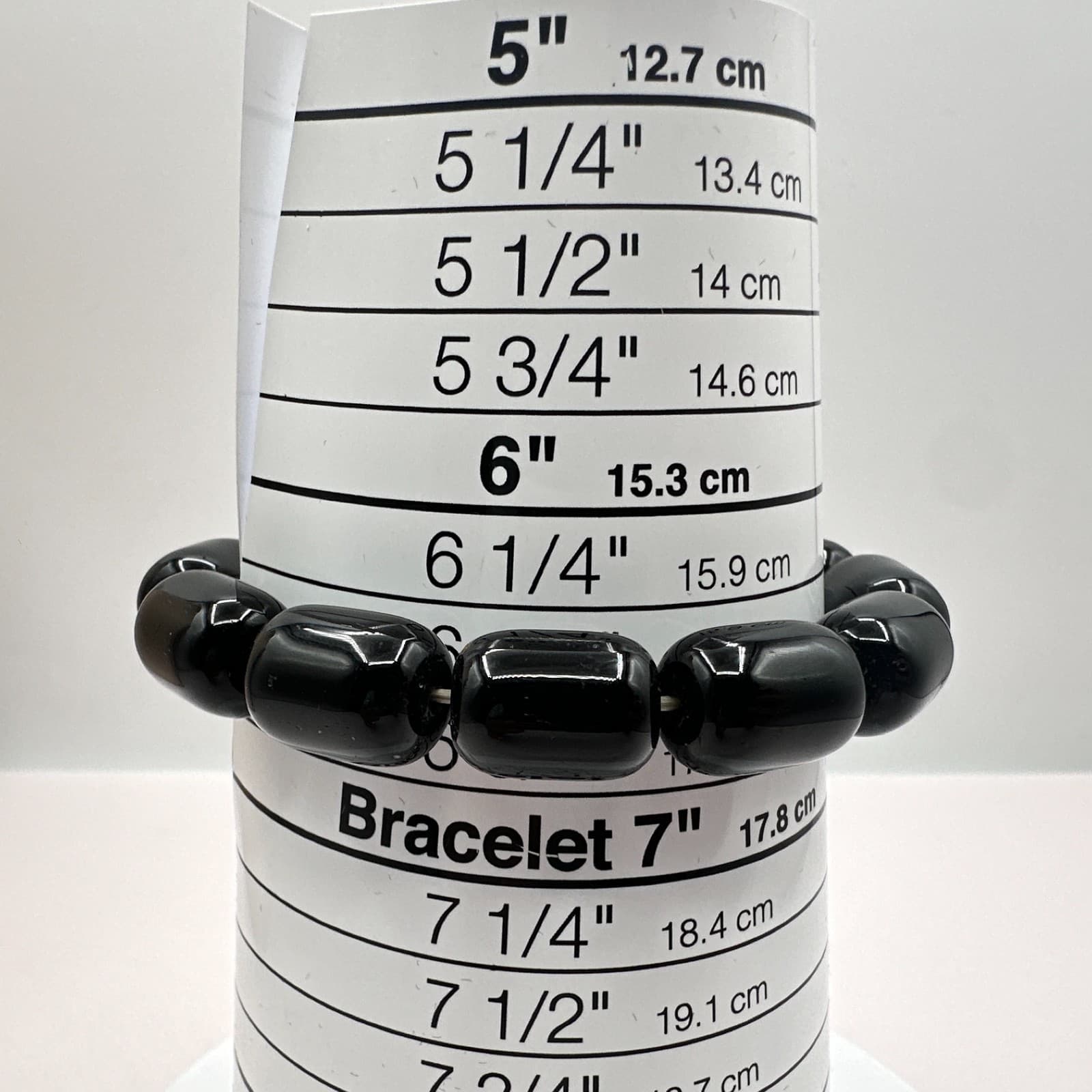 Vintage Y2K Black Beaded Stretch Bracelet Minimalist Unisex Classic Jewelry - Thumbnail 6