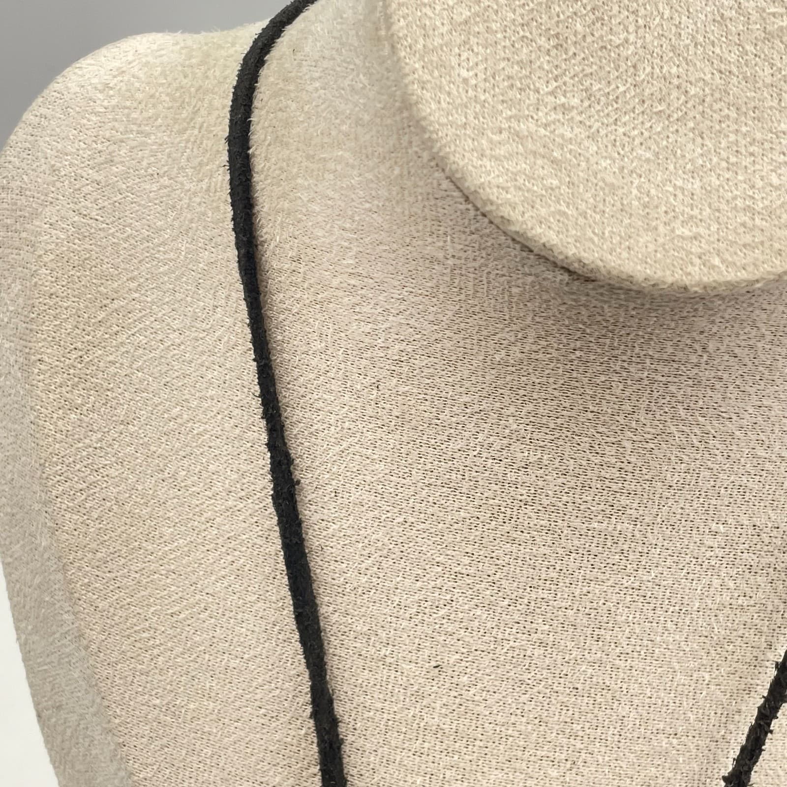 Vintage 90s Black Tassel Bib Necklace Copper Tone Statement Fringe Cord Boho - Thumbnail 4