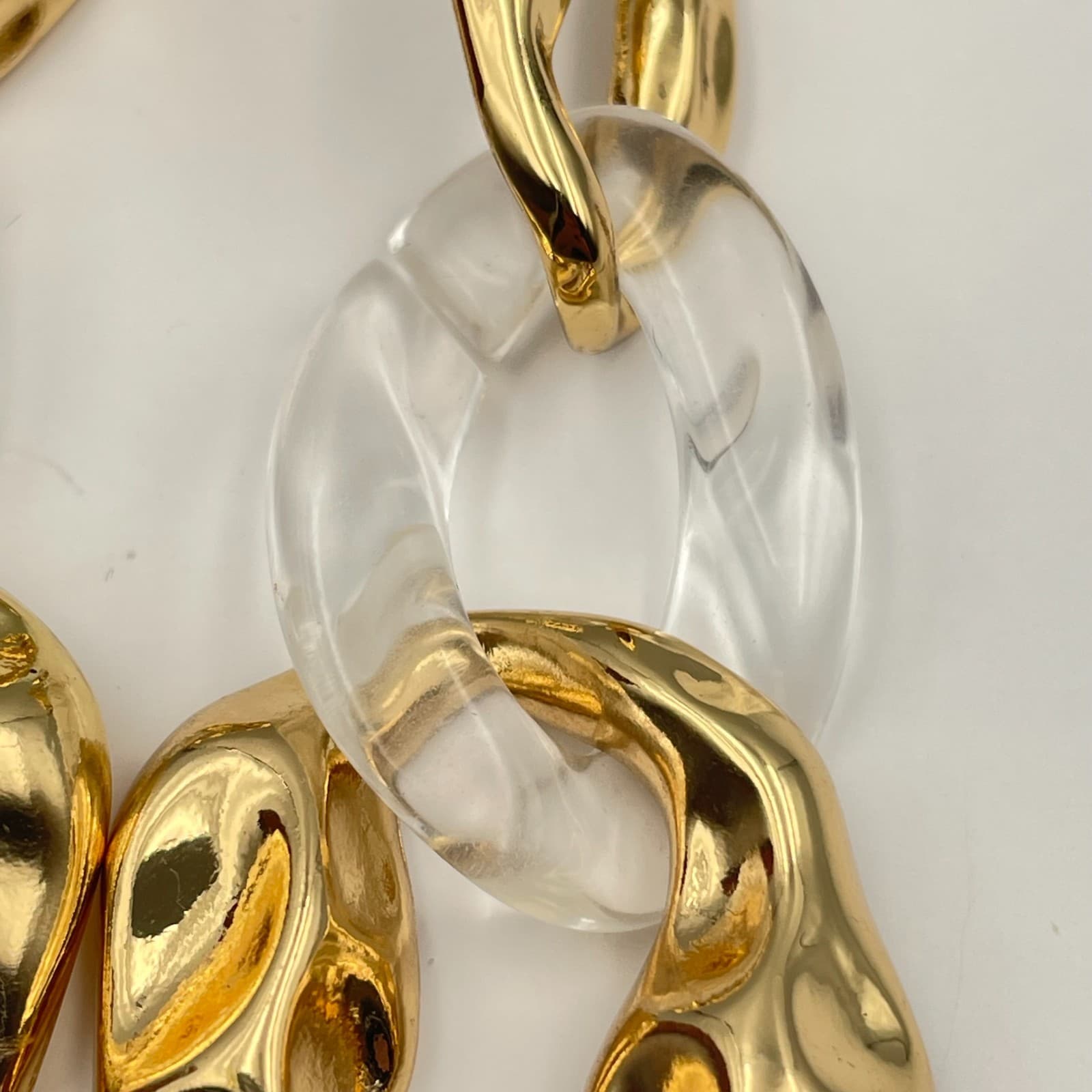 Vintage 90s 80R 8 Other Reasons Gold Tone Glass Link Dangle Earrings Chunky - Thumbnail 5