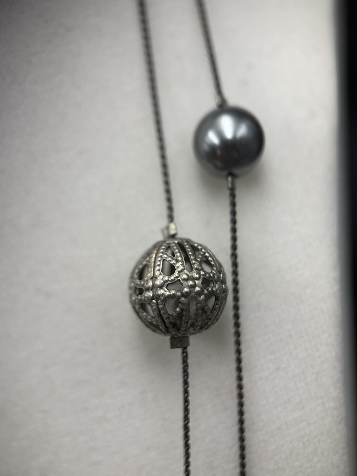 Vintage Silver Multi-Bead Wire Necklace Layered Modernist Statement - Thumbnail 9