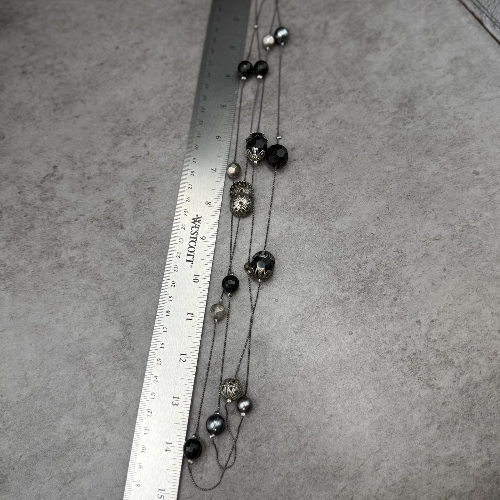 Vintage Silver Multi-Bead Wire Necklace Layered Modernist Statement - Thumbnail 11