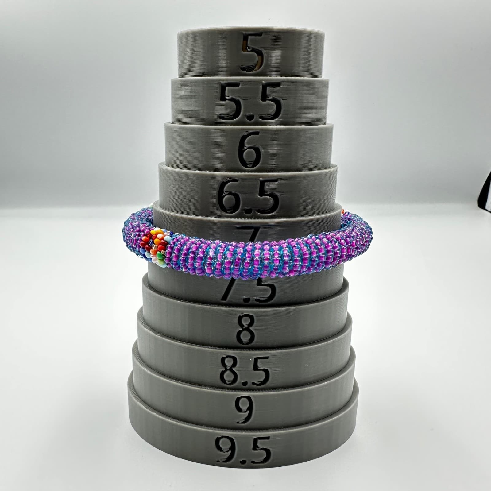 Purple Beaded Rope Bracelet w/ Multi-Color Accents Boho Artisan Style - Thumbnail 5