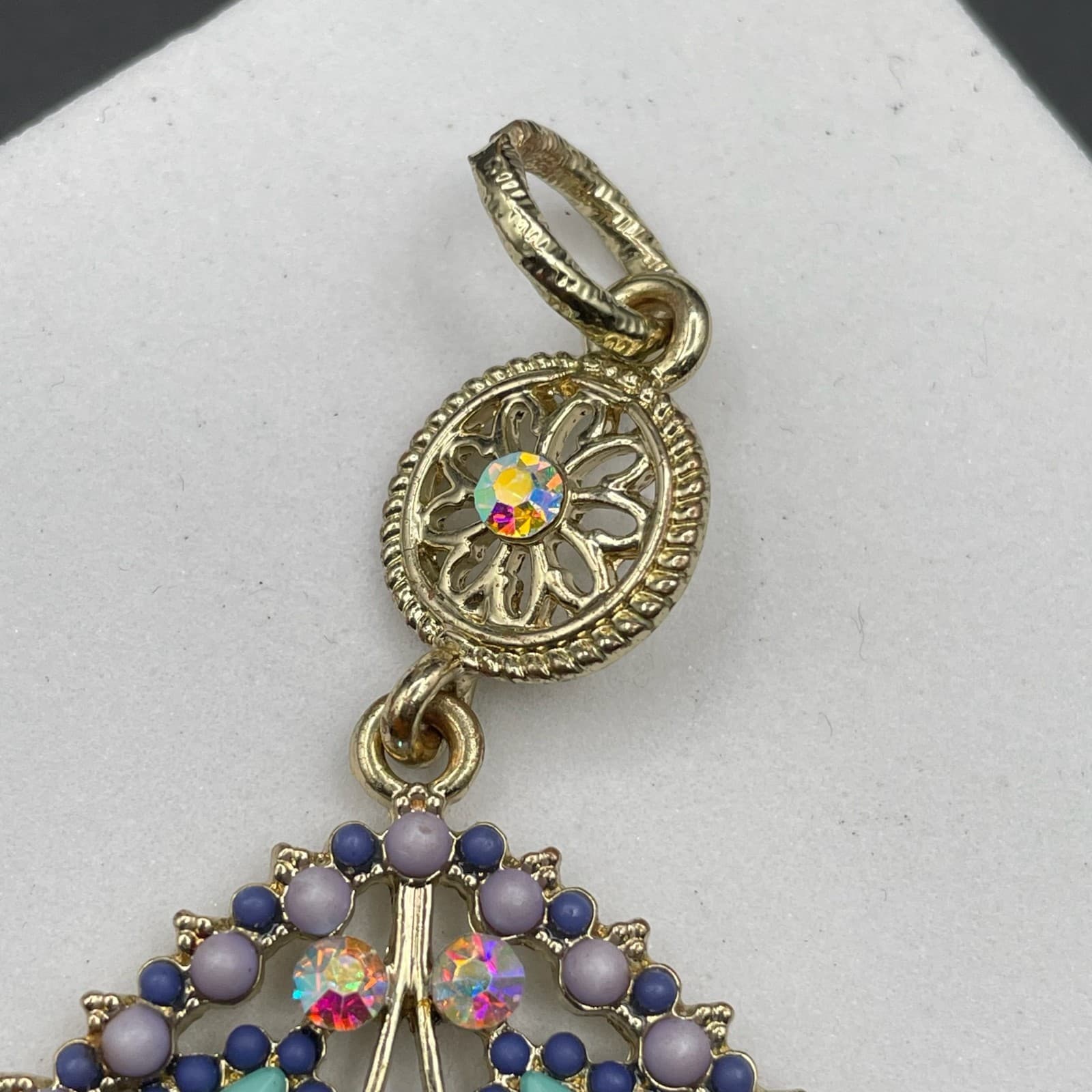 Bohemian Gold-Tone Teardrop Glass Crystal Beaded Drop Dangle Chandelier Pendant - Thumbnail 6