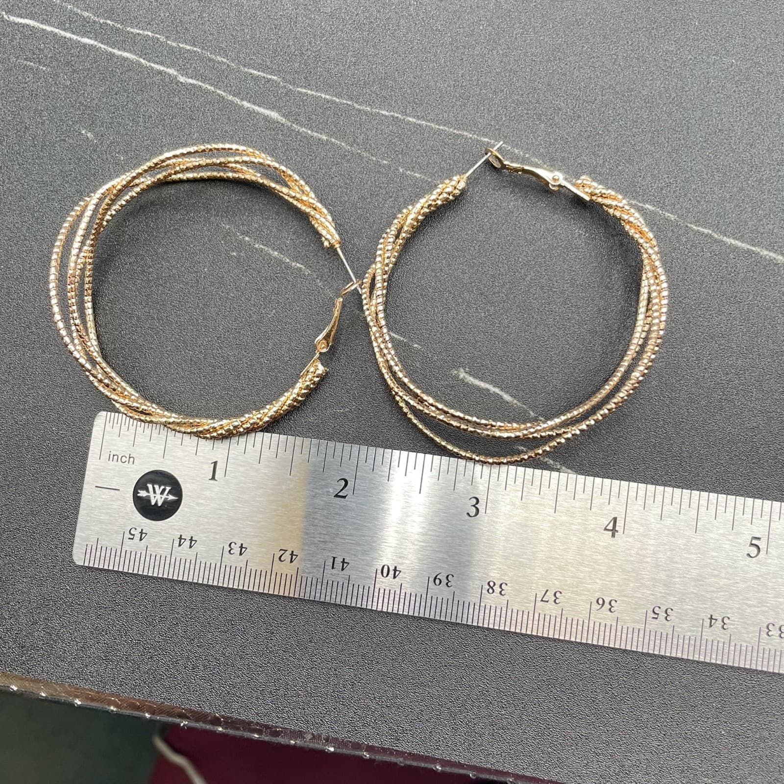 Contemporary Gold-Tone Textured Coral Snake Wire Basket Weave Hoop Earrings - Thumbnail 7