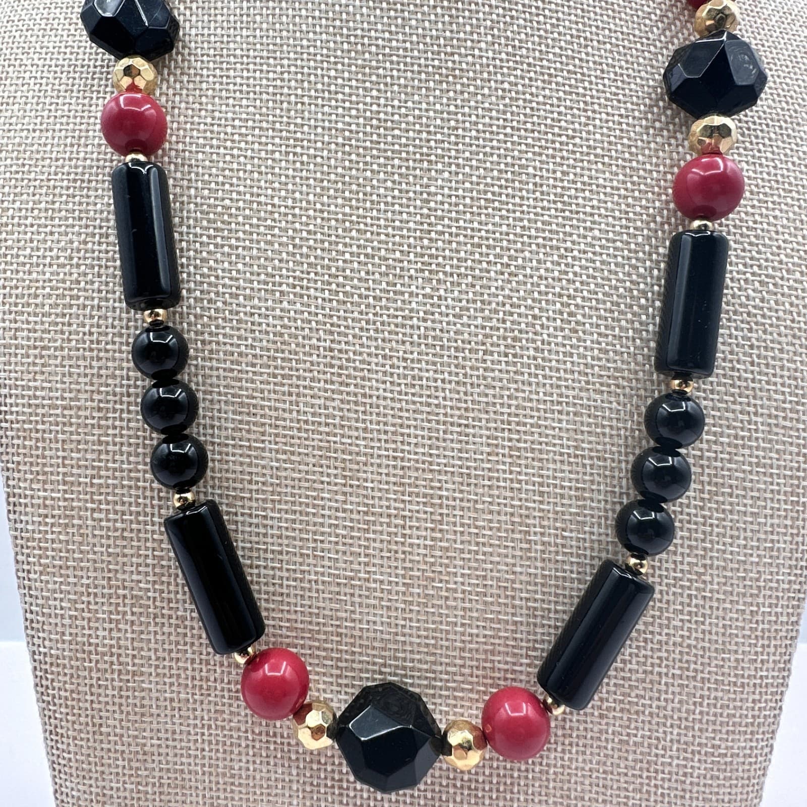 Vintage Y2K Gold Tone Beaded Necklace Statement Women's Classic Jewelry - Thumbnail 3