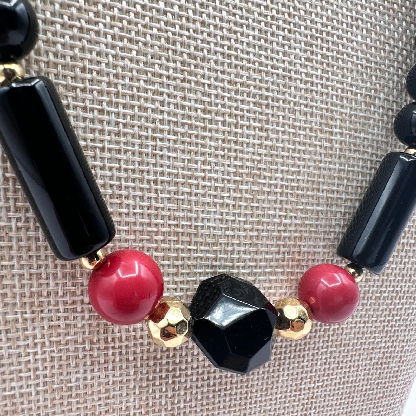 Vintage Y2K Gold Tone Beaded Necklace Statement Women's Classic Jewelry - Thumbnail 4