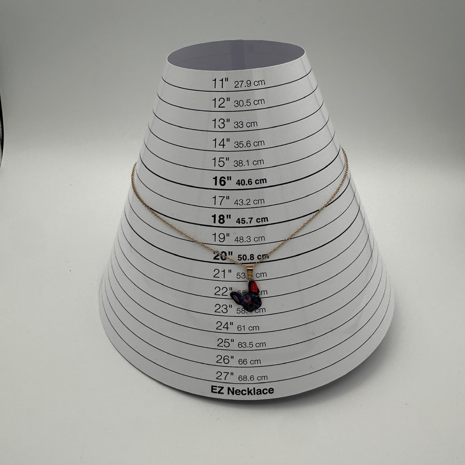 Gold Chain Necklace w/ Colorful Enamel Hand & Heart Pendant - Thumbnail 5