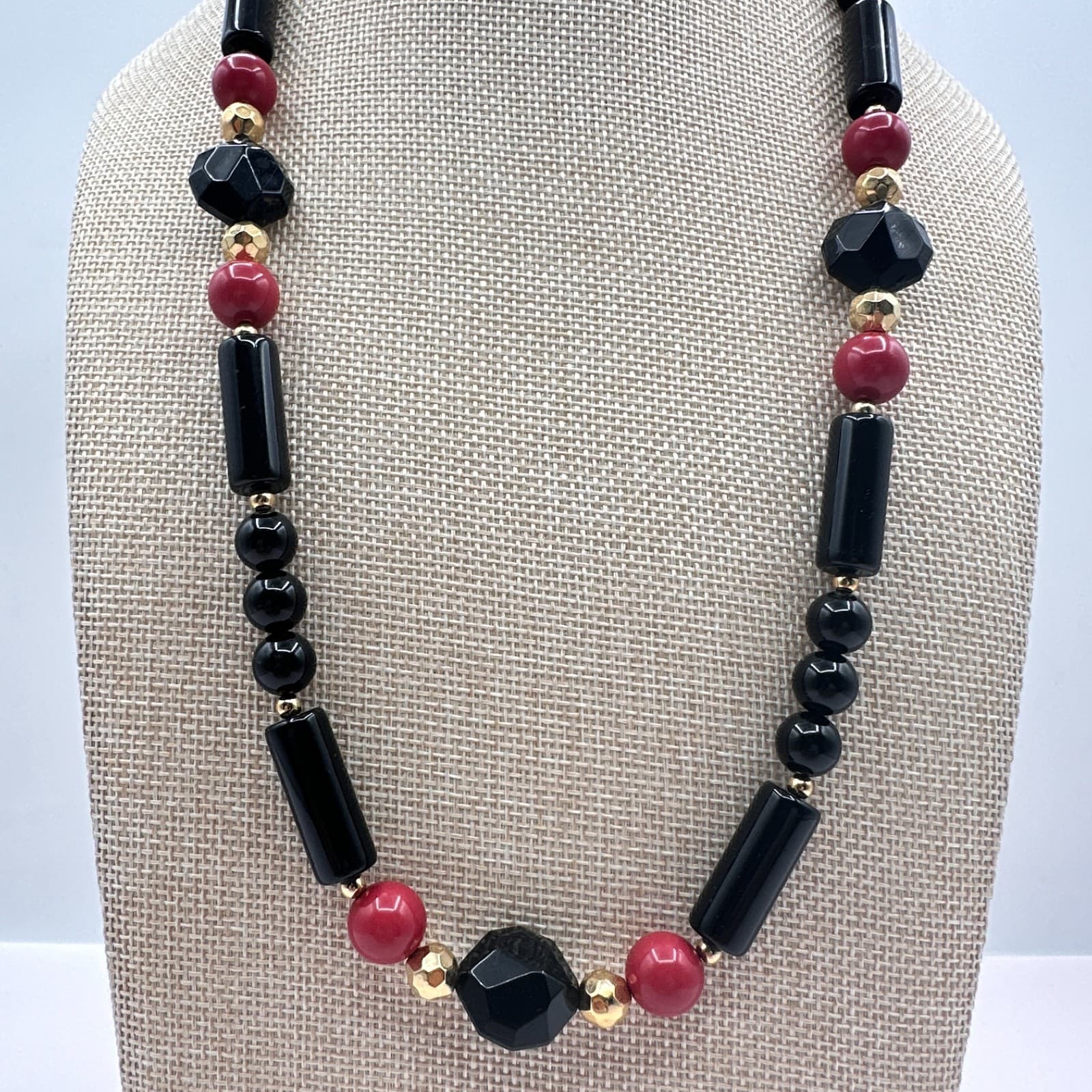 Vintage Y2K Gold Tone Beaded Necklace Statement Women's Classic Jewelry - Thumbnail 2