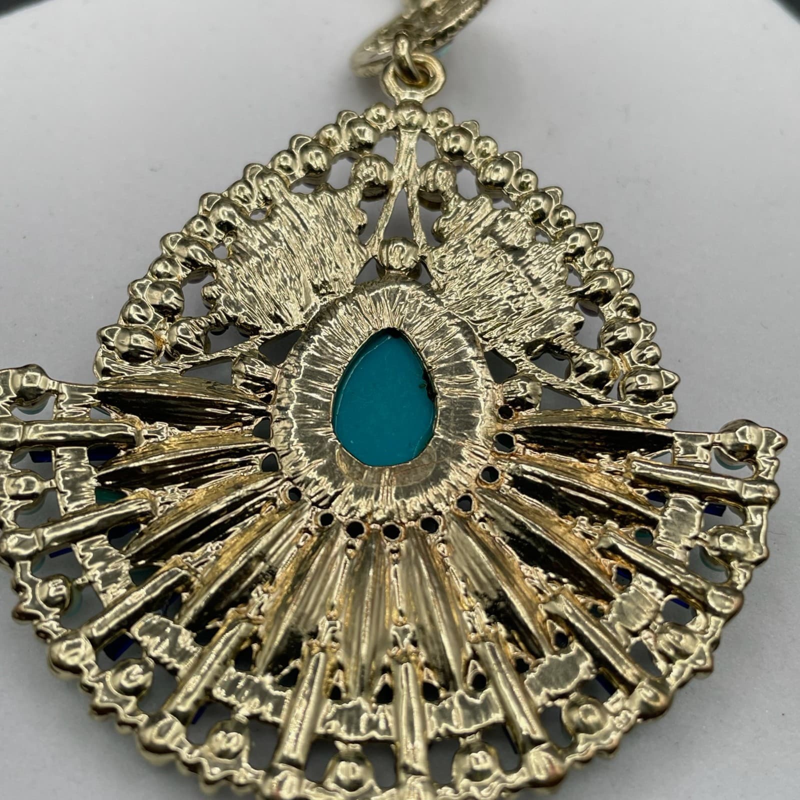 Bohemian Gold-Tone Teardrop Glass Crystal Beaded Drop Dangle Chandelier Pendant - Thumbnail 4