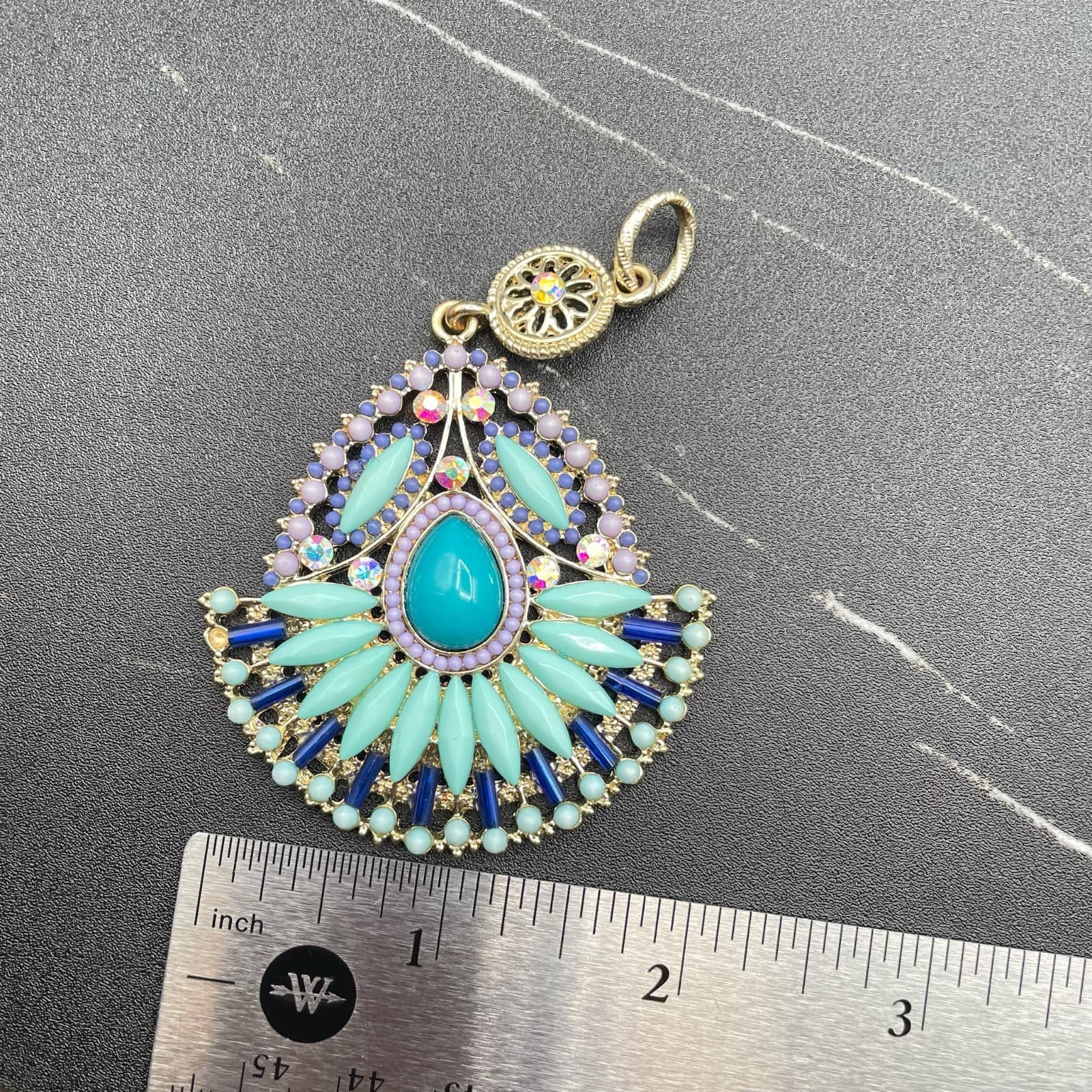 Bohemian Gold-Tone Teardrop Glass Crystal Beaded Drop Dangle Chandelier Pendant - Thumbnail 7