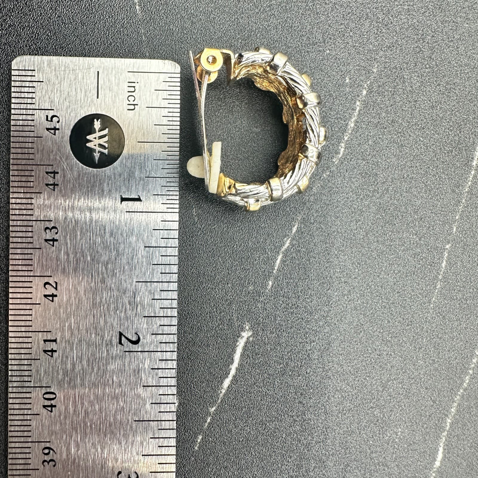 Vintage Two-Tone Gold And Silver Braided Woven Clip-On Hoop Earrings Fashionable - Thumbnail 9