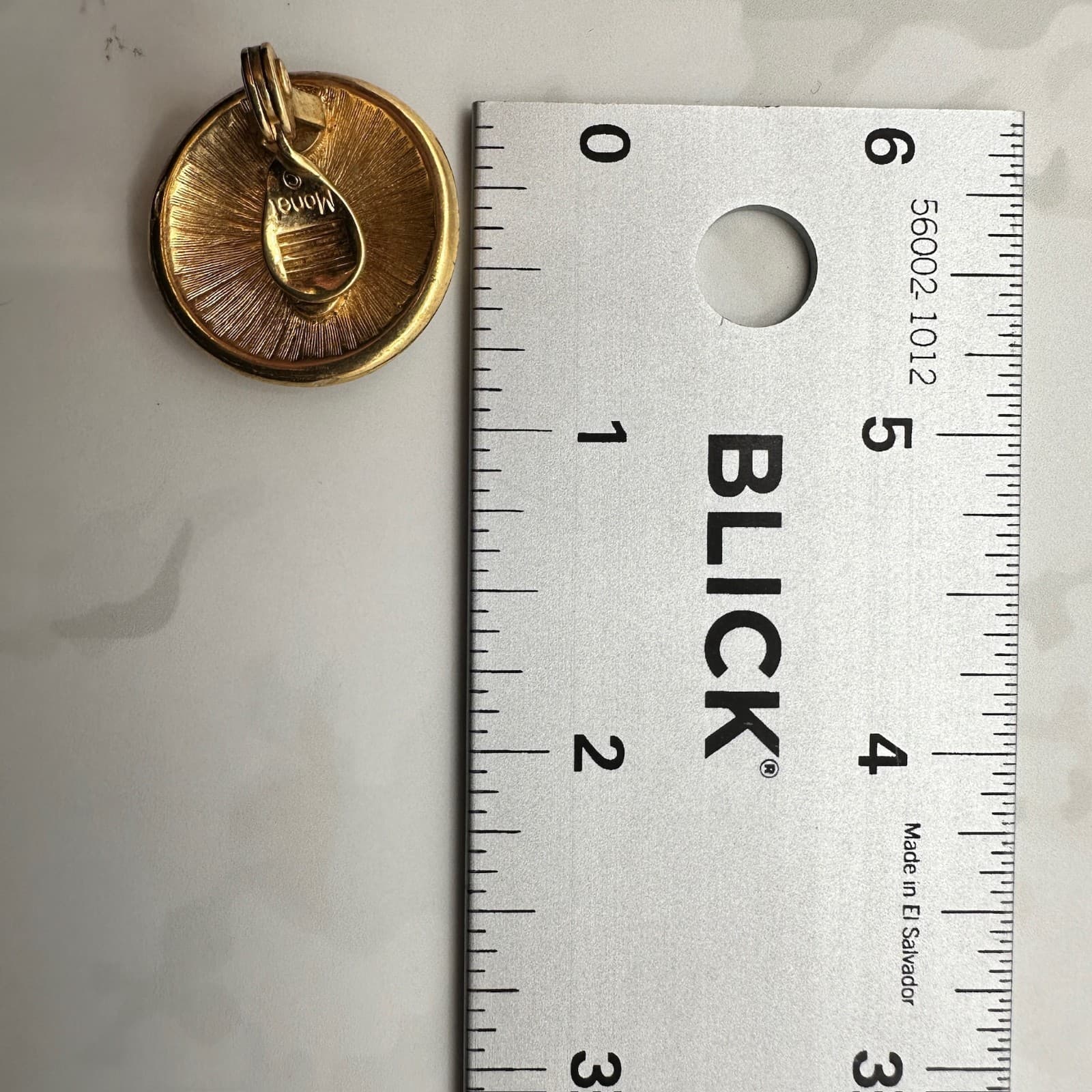 Vintage Monet Gold-Tone Classic Art Deco Fashion Graphic Enamel Clip-On Earrings - Thumbnail 7