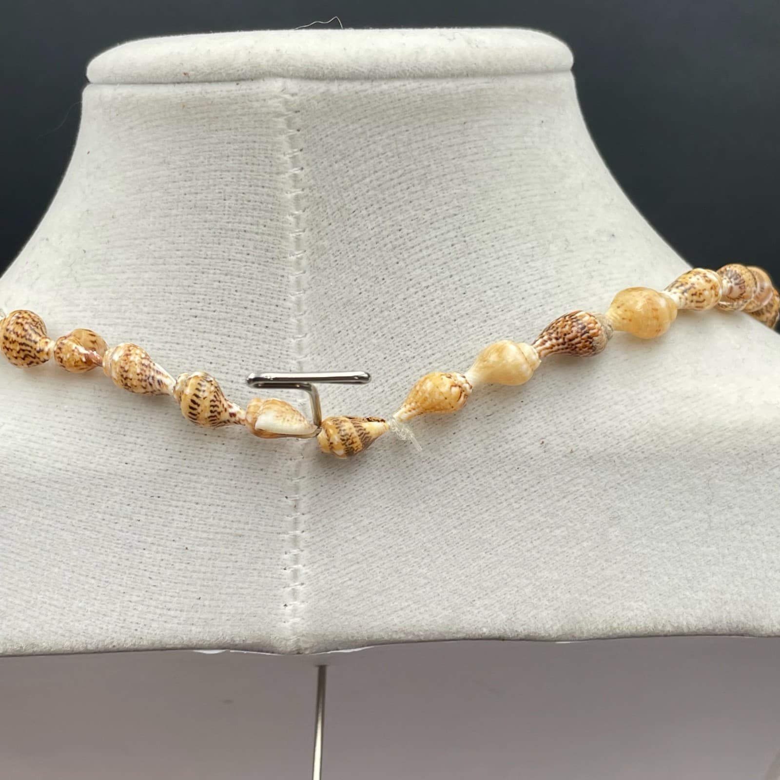 Contemporary White Cord Cerith Cowrie Natural Sea Shell Beaded Pendant Necklace - Thumbnail 10