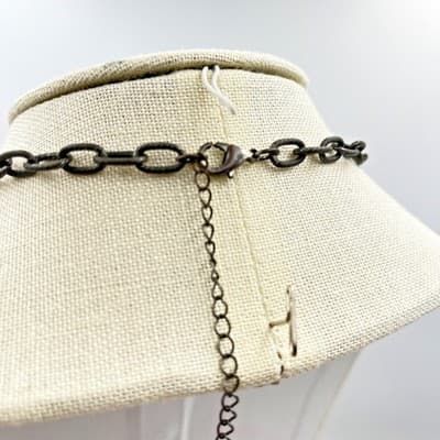 Vintage Bold Blue Statement Necklace – Faux Turquoise Cabochons on Gunmetal - Thumbnail 7