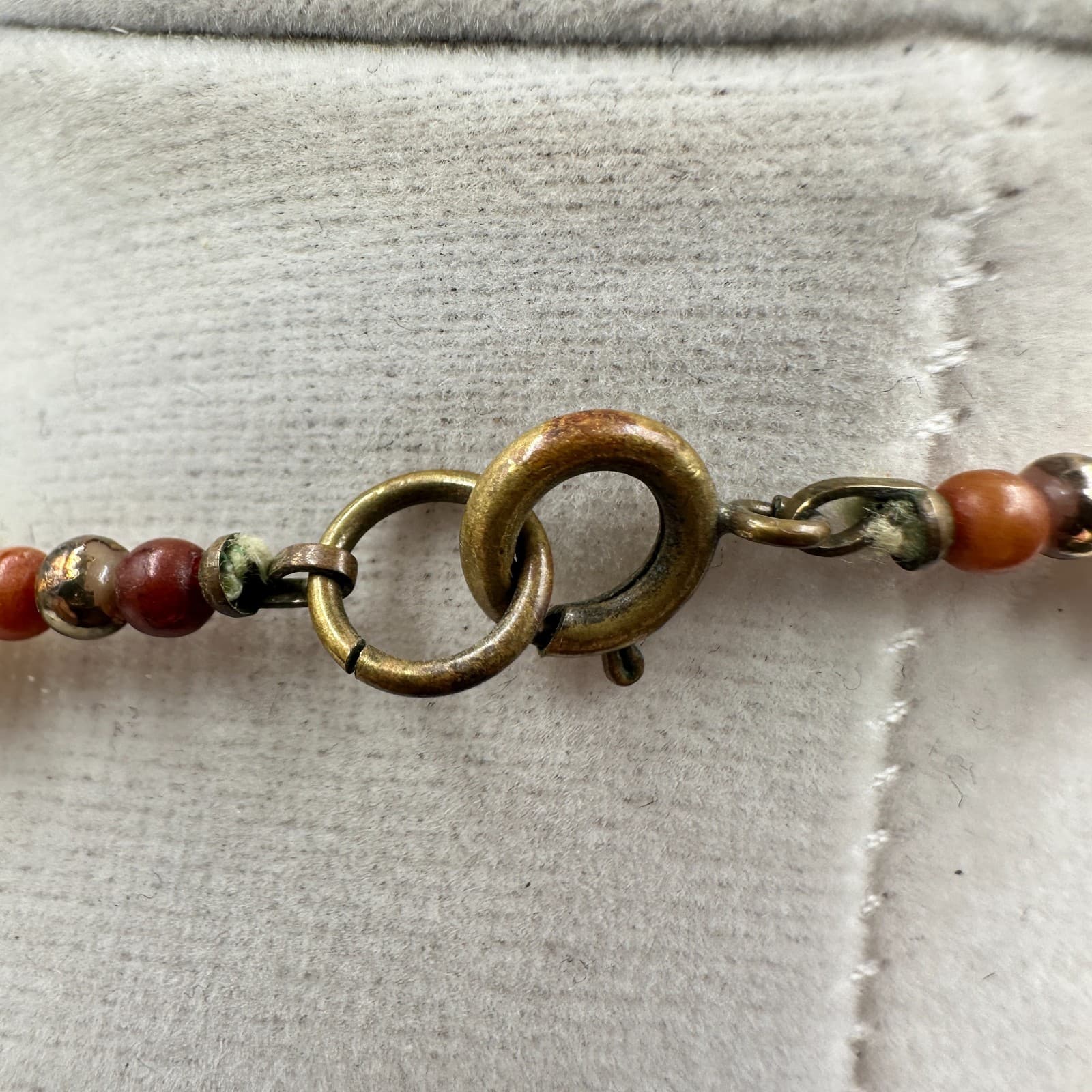 VTG 90s Wooden Statement Necklace Long Dark Brown Orange Organic Pendant - Thumbnail 9