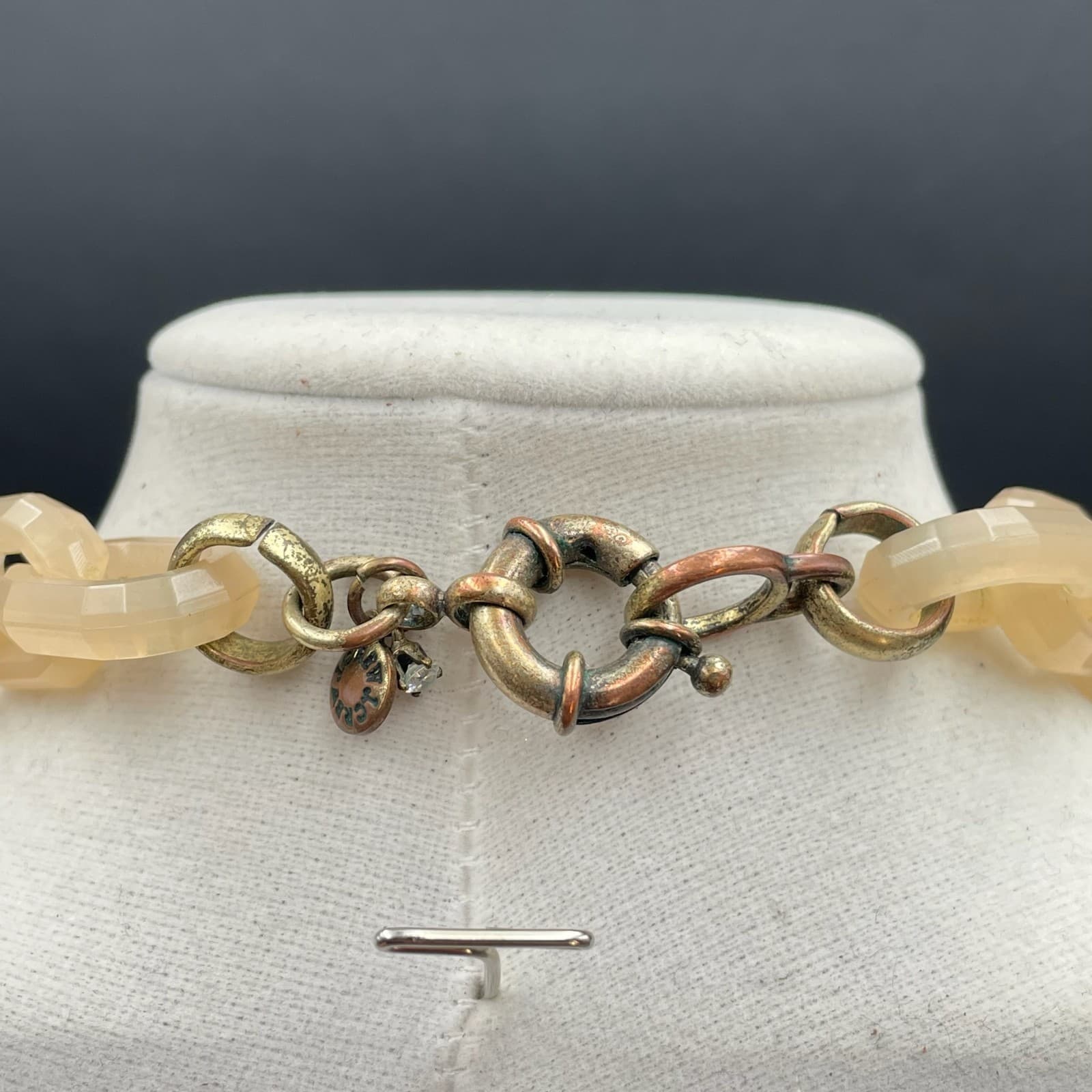 Nude Tone Rhinestone Embellished Faceted Resin Chunky Link Statement Necklace - Thumbnail 9