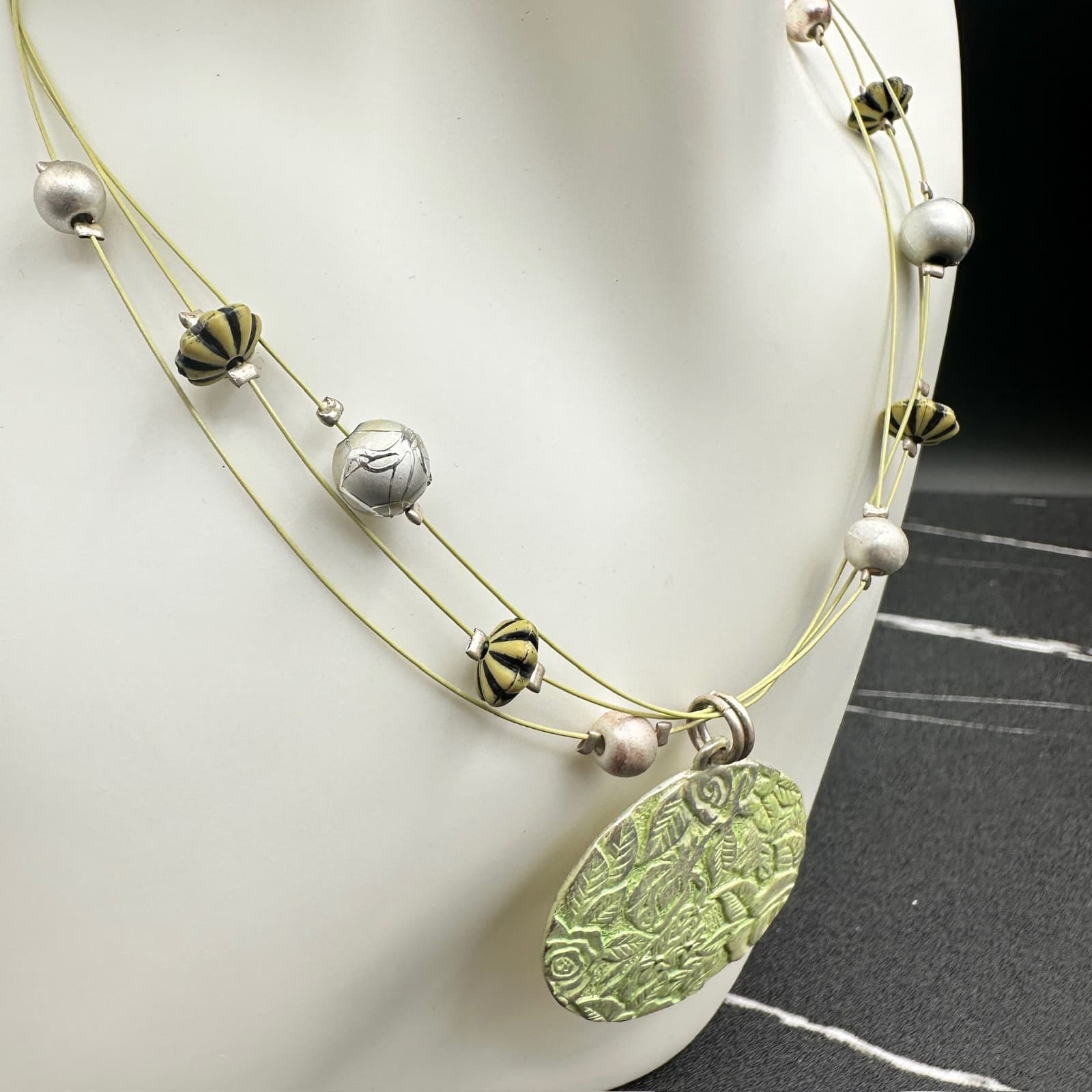 Vintage Multi-Strand Lobster Beaded Fashion Dangle Drop Earrings Necklace Set - Thumbnail 7