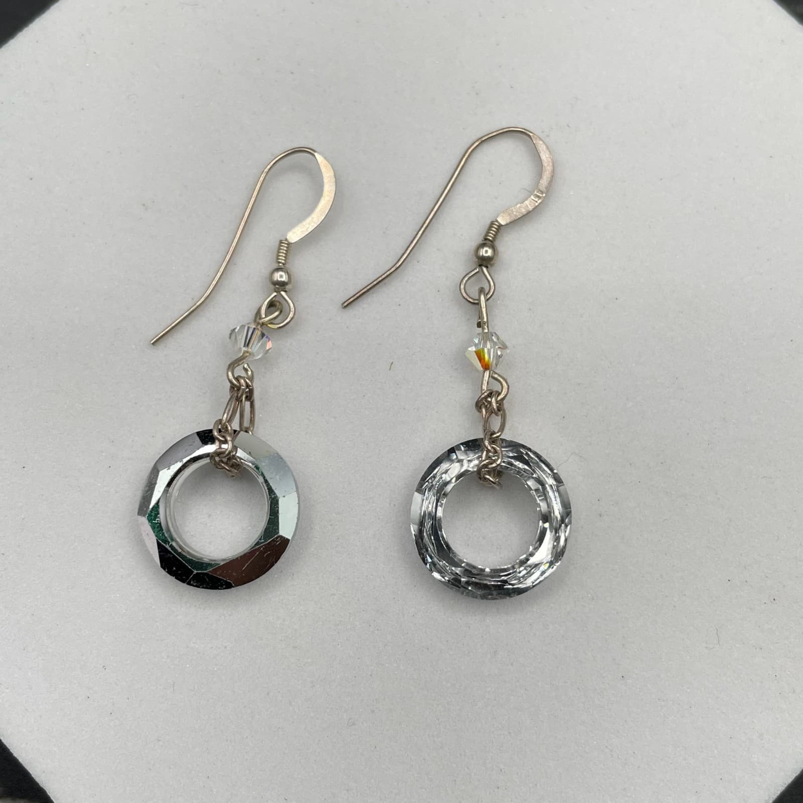 Contemporary 2000s Silver-Tone Austrian Crystal Drop Dangle French Hook Earrings - Thumbnail 2