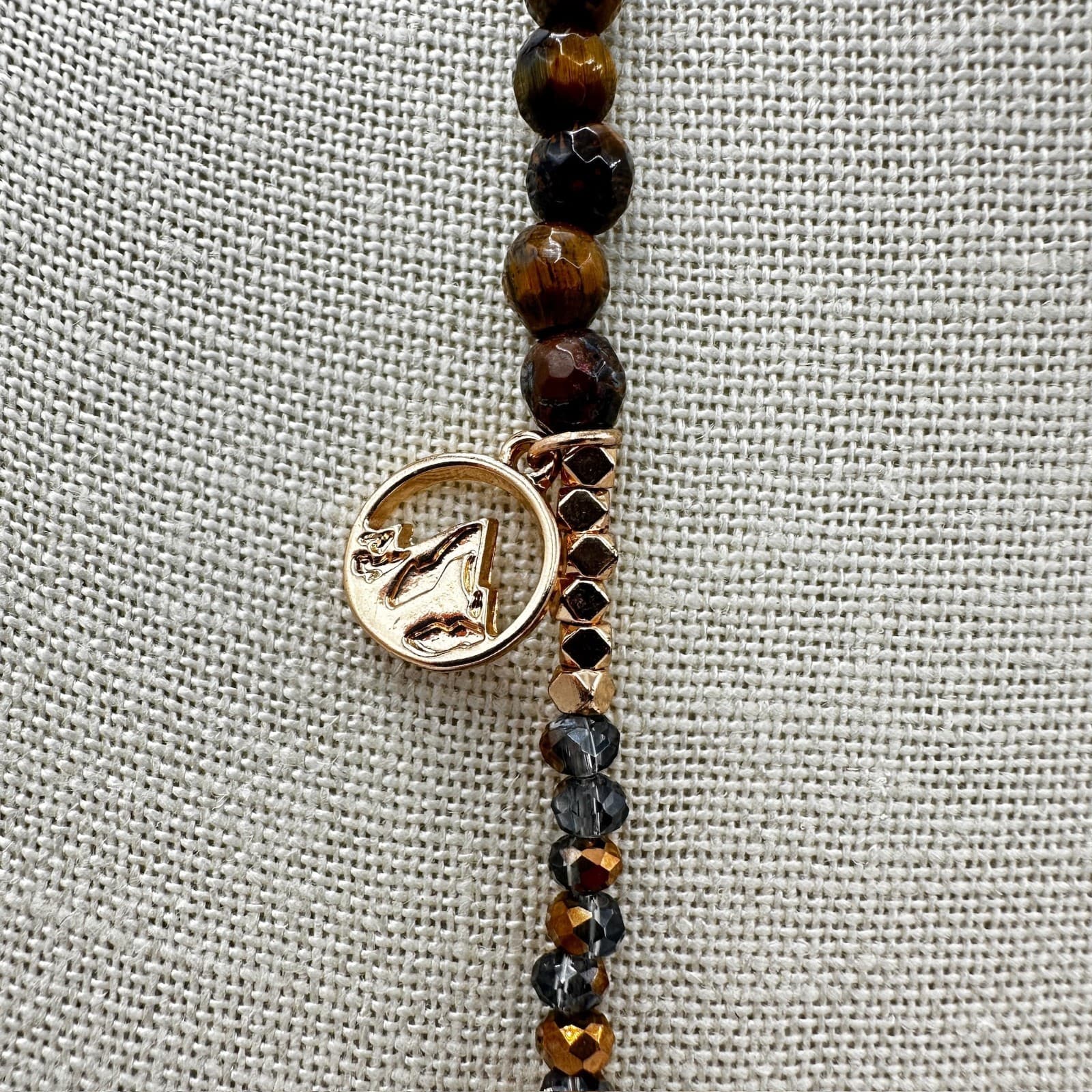 Vintage Move Mountains Deep Berry Faceted Garnets Gold-Tone Beaded Charm - Thumbnail 6