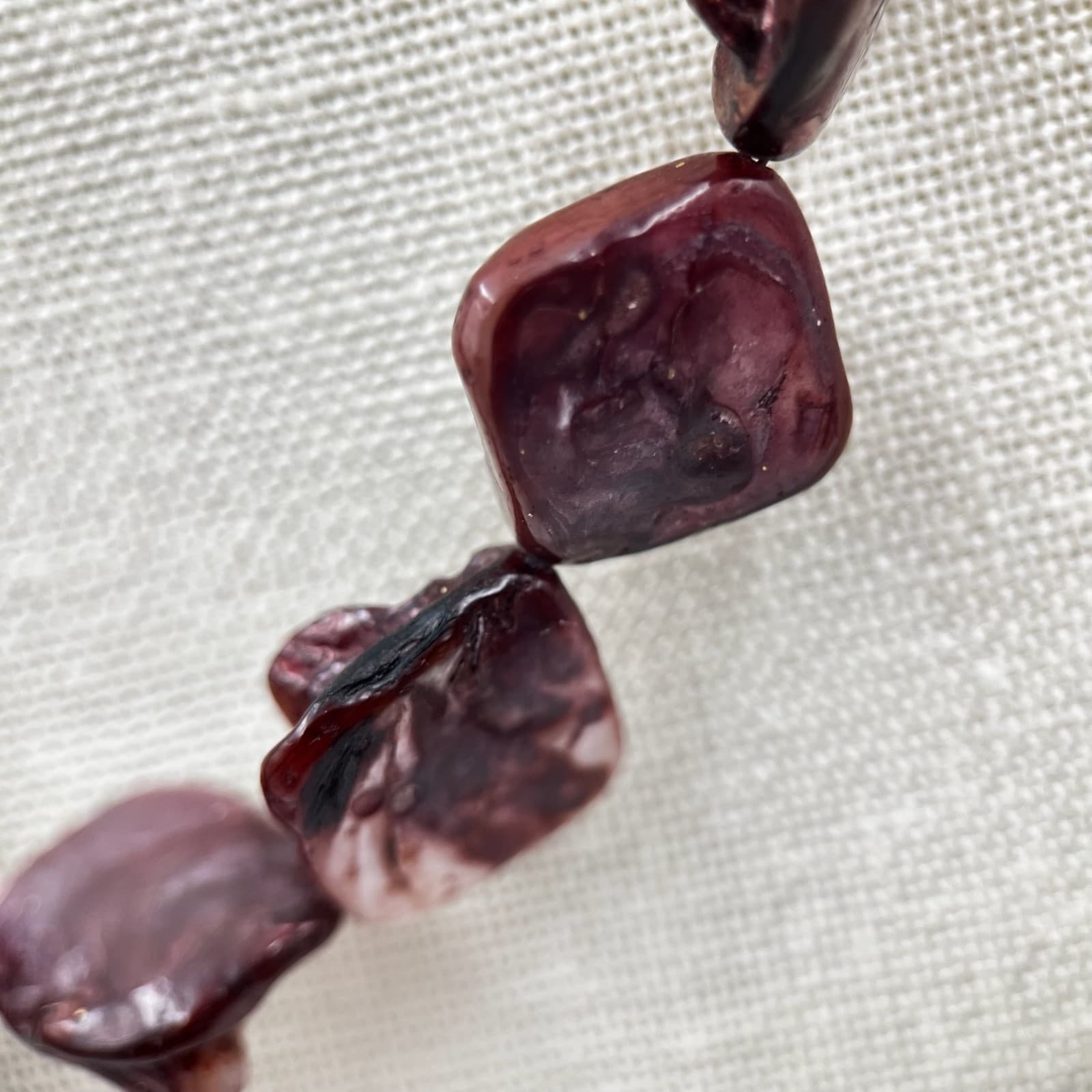 Vintage Iridescent Brown Shell Nugget Necklace Natural Organic Boho Style - Thumbnail 5