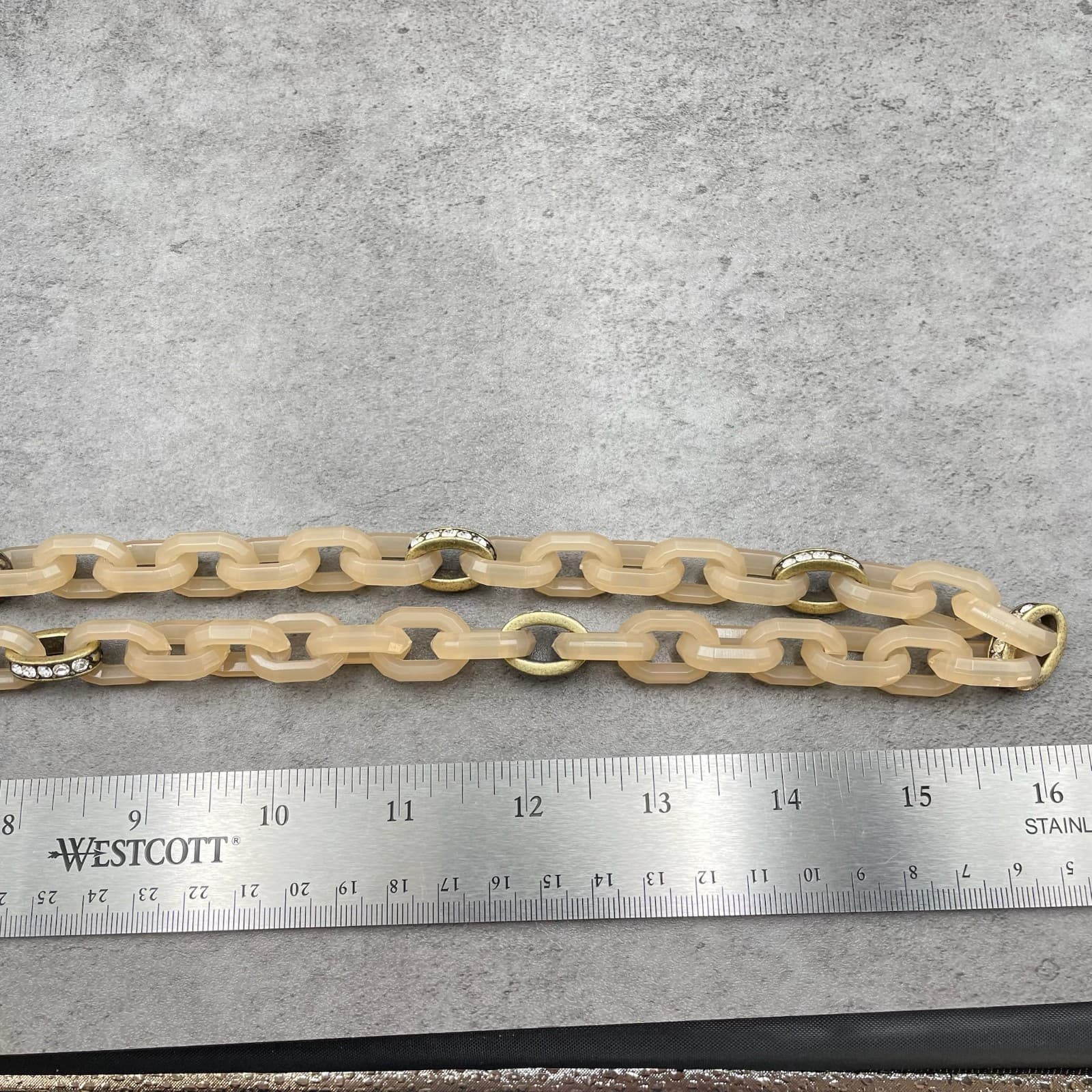 Nude Tone Rhinestone Embellished Faceted Resin Chunky Link Statement Necklace - Thumbnail 12