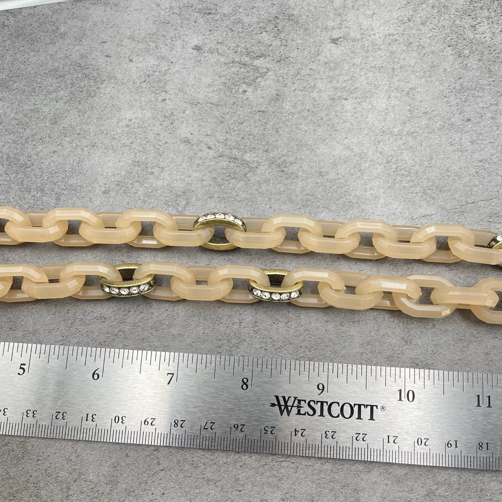 Nude Tone Rhinestone Embellished Faceted Resin Chunky Link Statement Necklace - Thumbnail 11