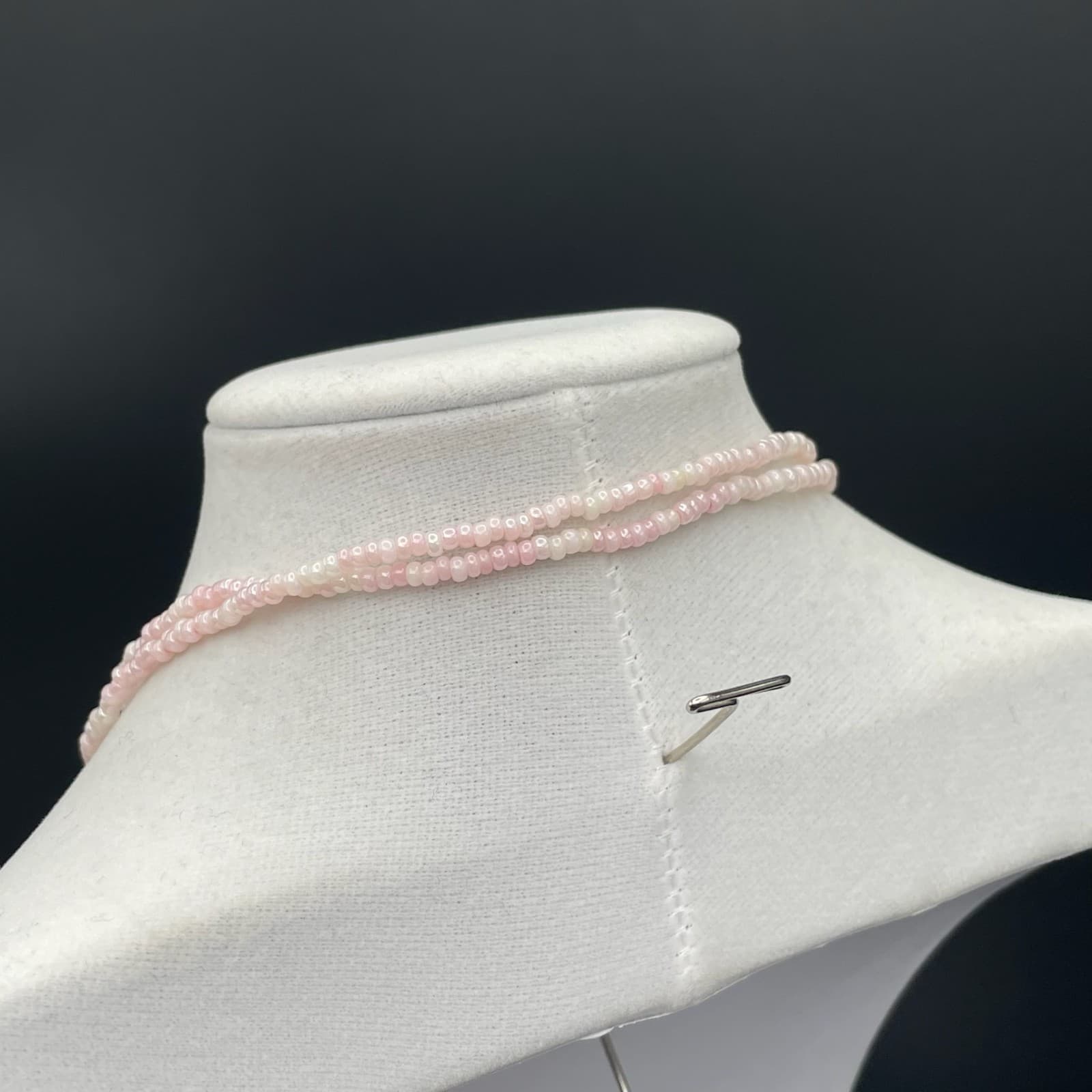 Vintage Pink Long Seed Bead Necklace Flapper Boho Layering Glass Excellent - Thumbnail 10