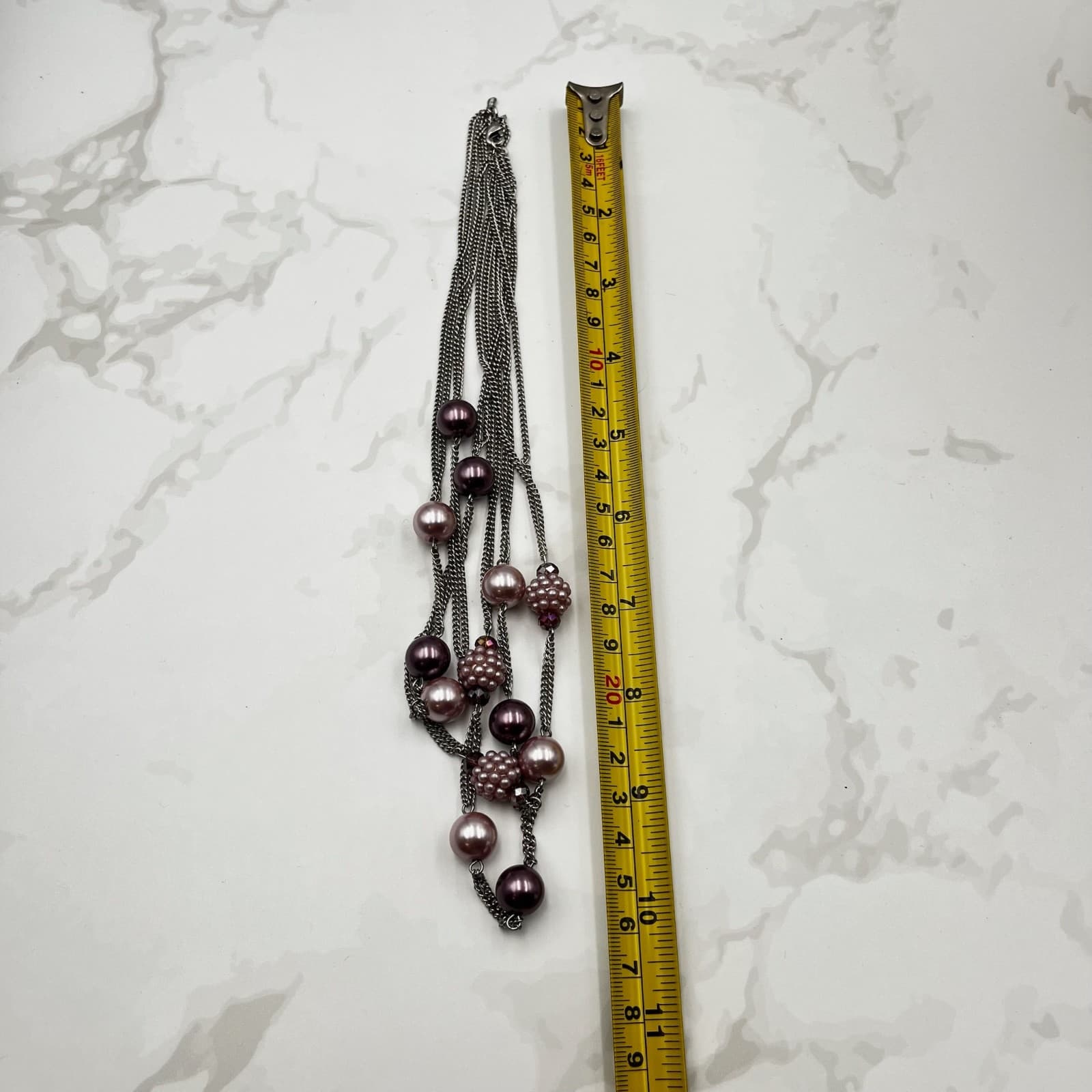 Vintage Roman (RMN) Multi-Strand Pink & Plum Beaded Statement Necklace - Thumbnail 16