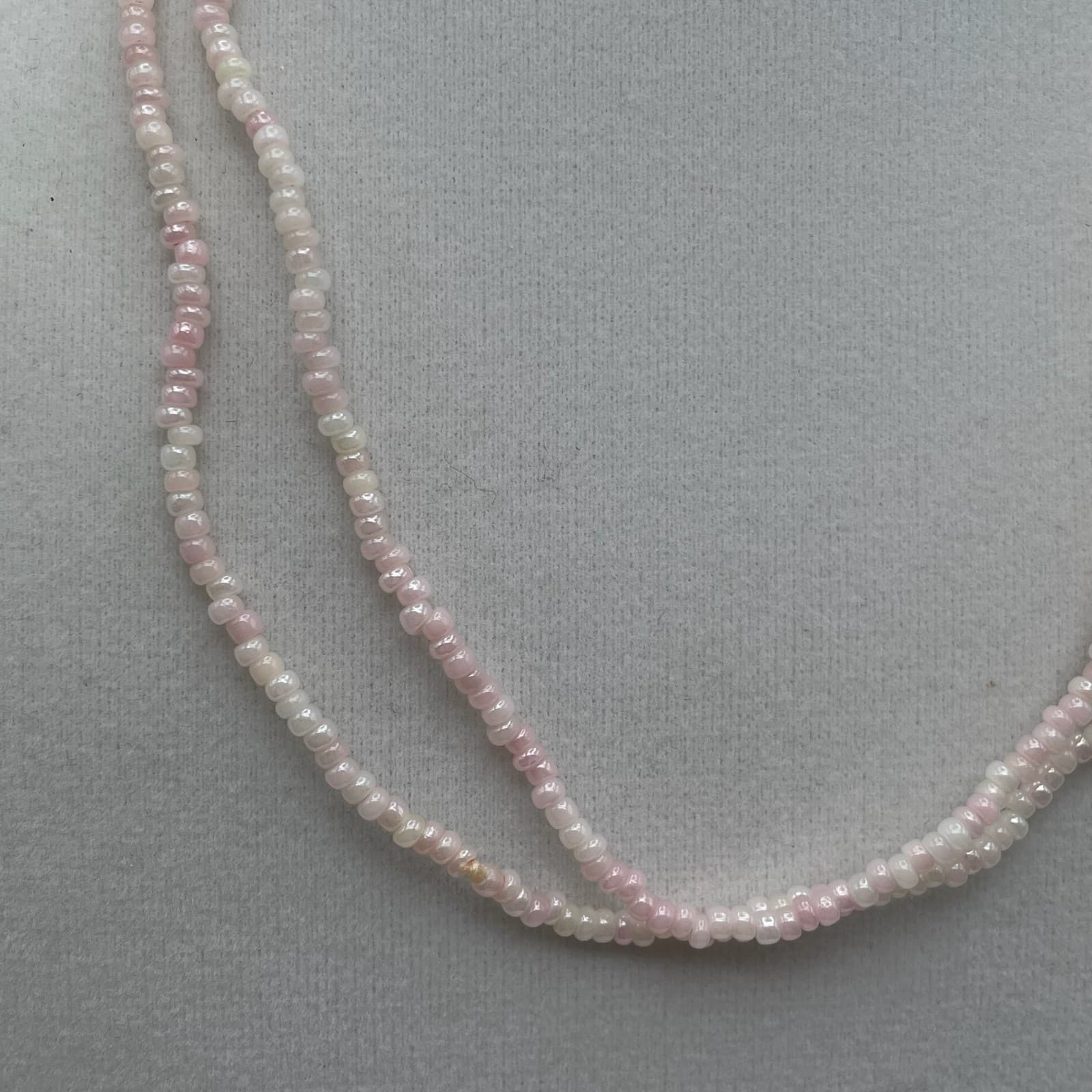 Vintage Pink Long Seed Bead Necklace Flapper Boho Layering Glass Excellent - Thumbnail 6